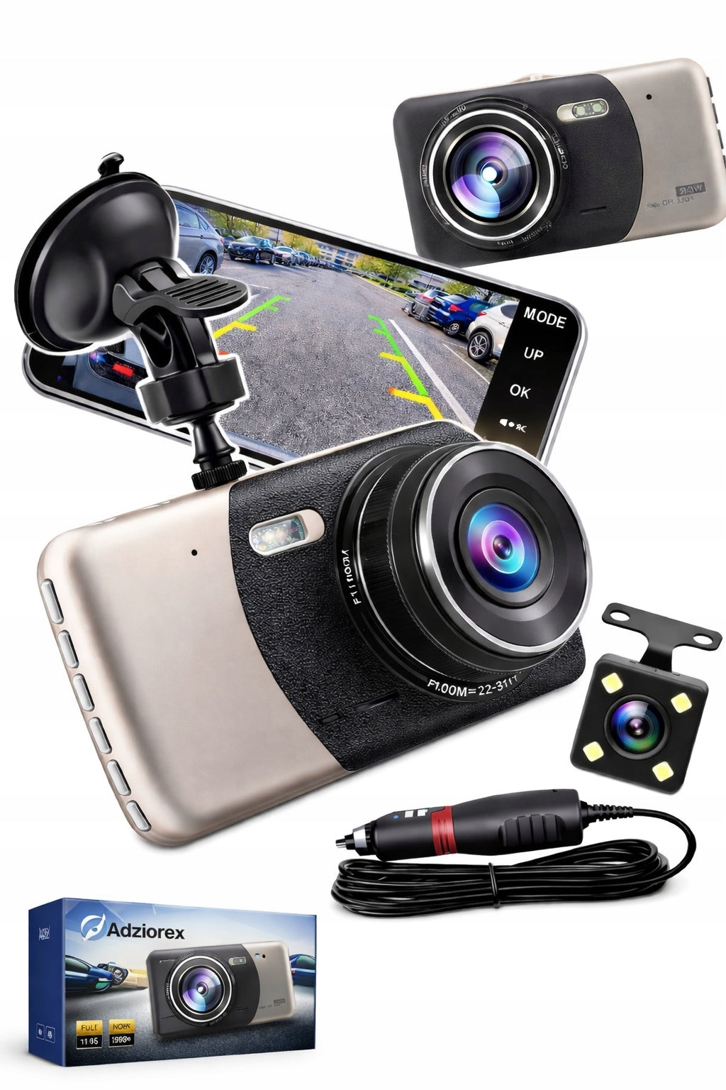 Video Car DVR Full HD 1920x1080 2 Cameras 170° 2in1