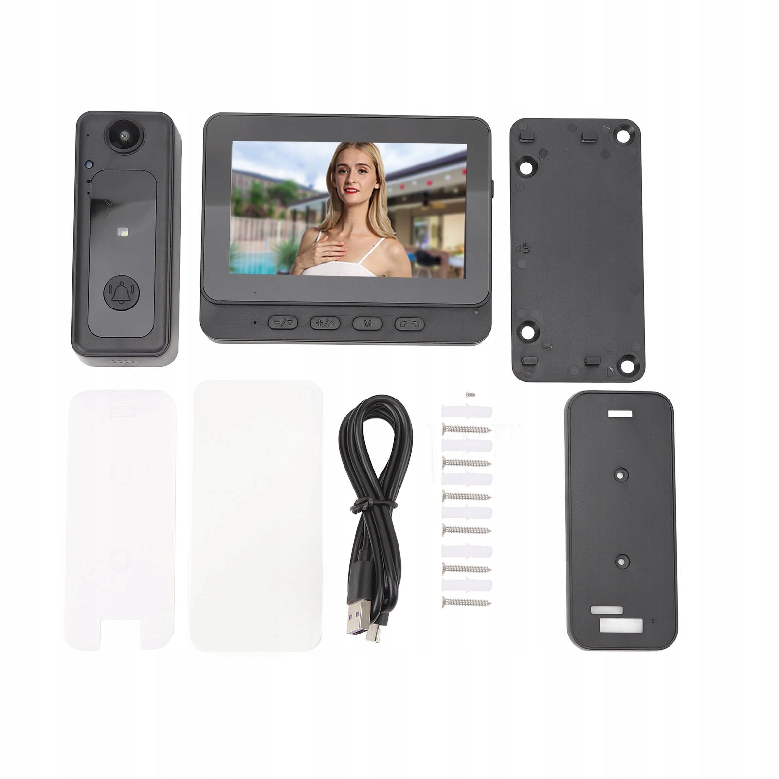 Video Doorbell System 1080P Night Vision 4,3 Inch Color Screen IP65 4U