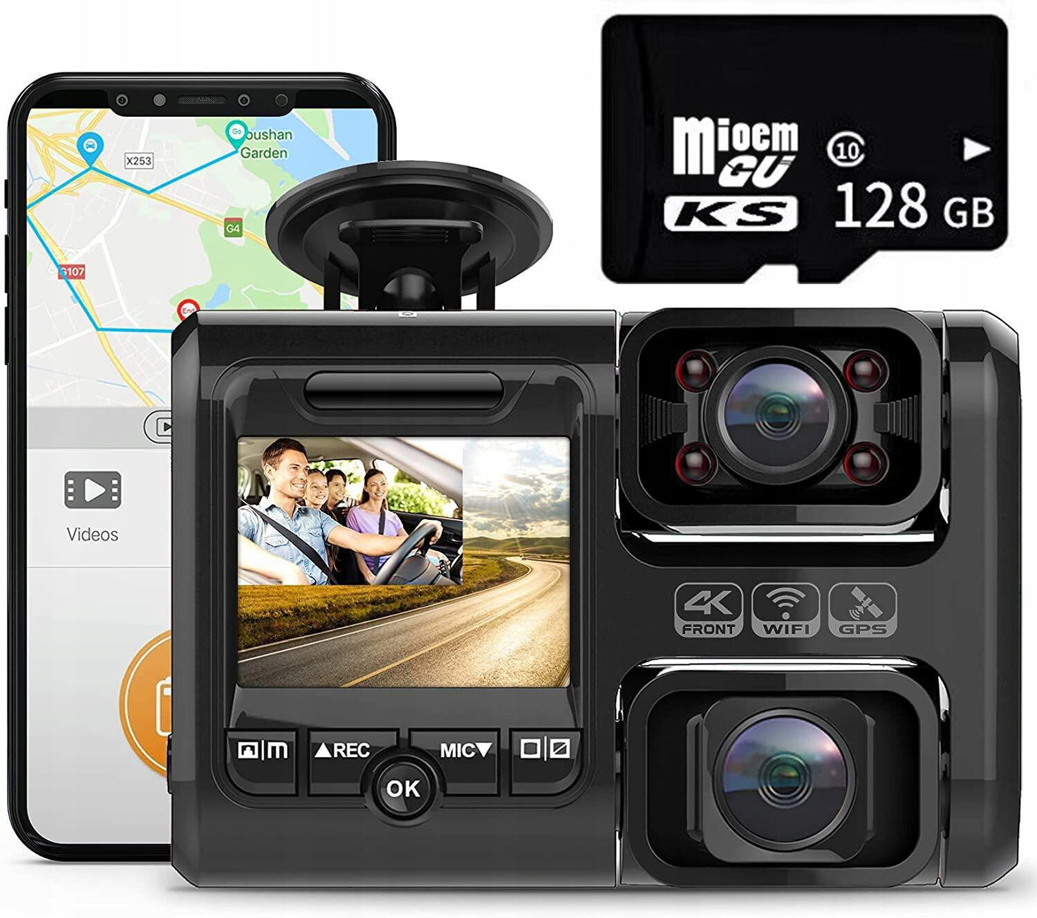 Video Recorder Taxi Uber Bolt 2 CAMERAS interior 128GB SD SONY 2160P