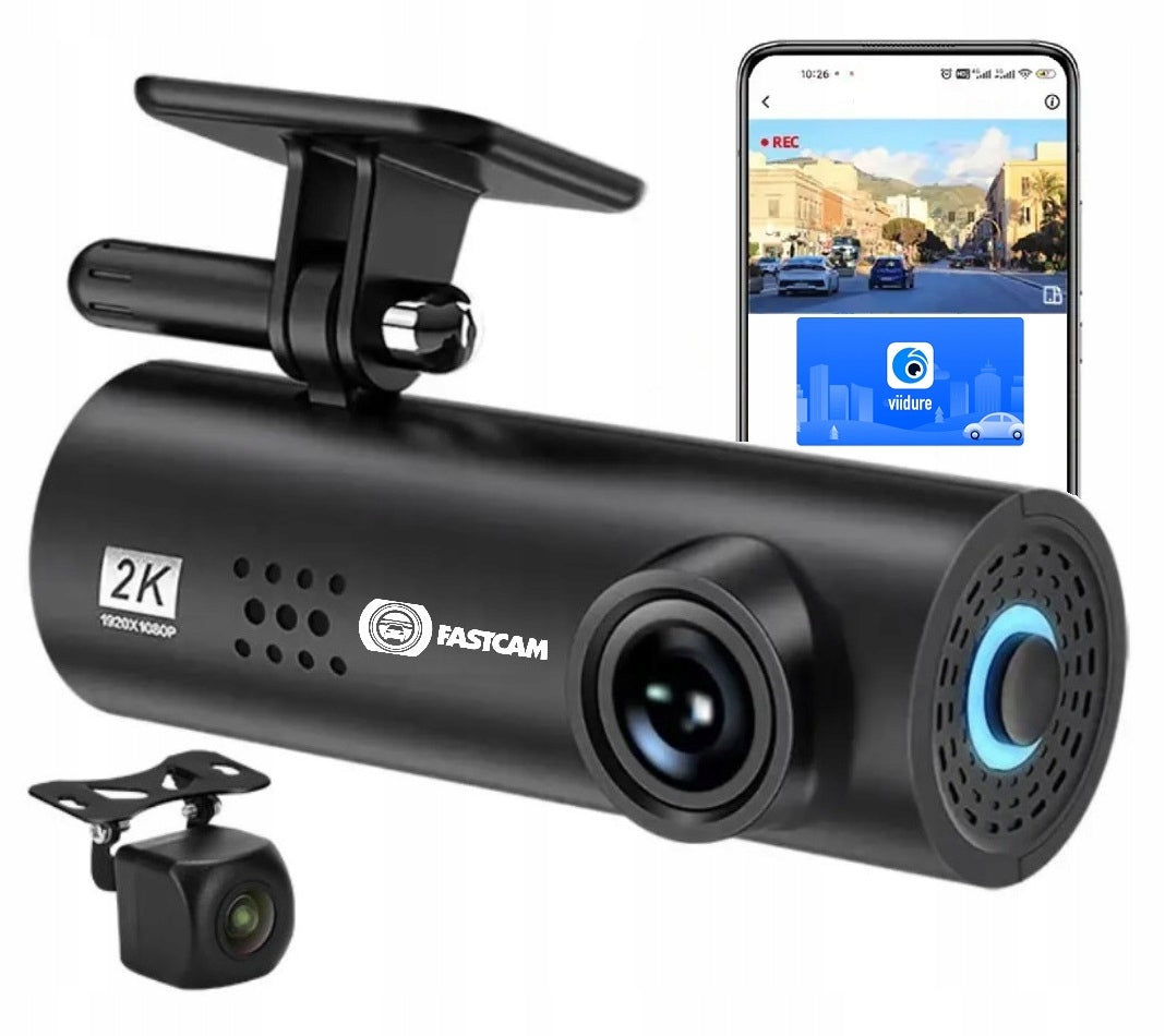 Video recorder 2 cameras 4k/2k + FullHD Wifi car camera Fastcam