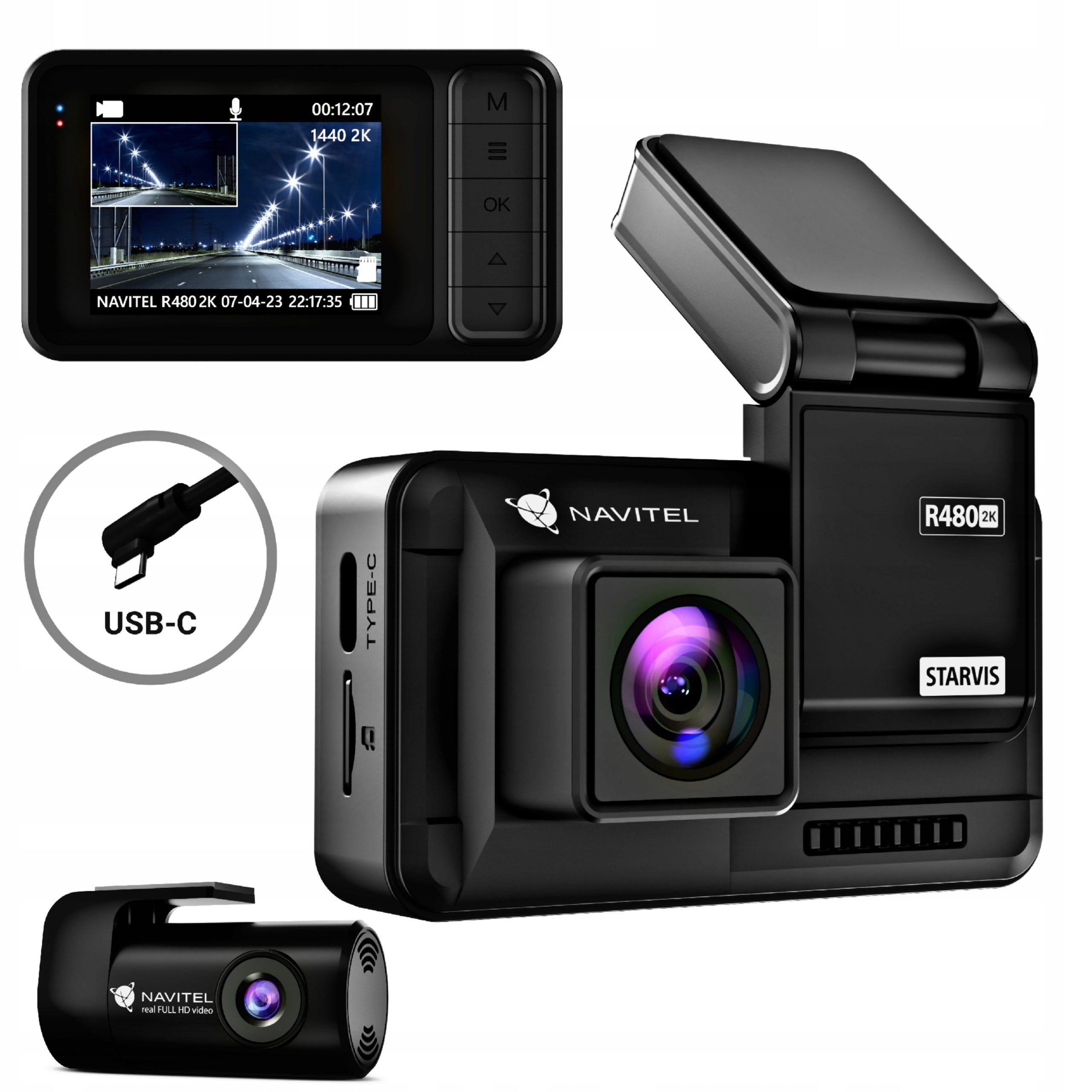 Video recorder Navitel R480 2K DUAL, magnetic holder, SONY sensor