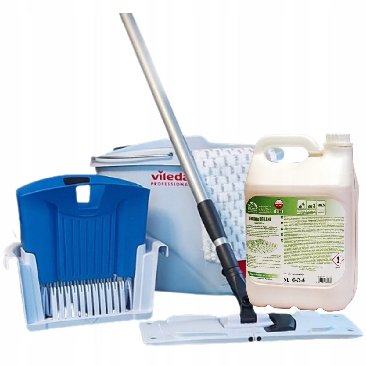Vileda Flat Mop with Universal Liquid for Wood Floors Brilant 5 L