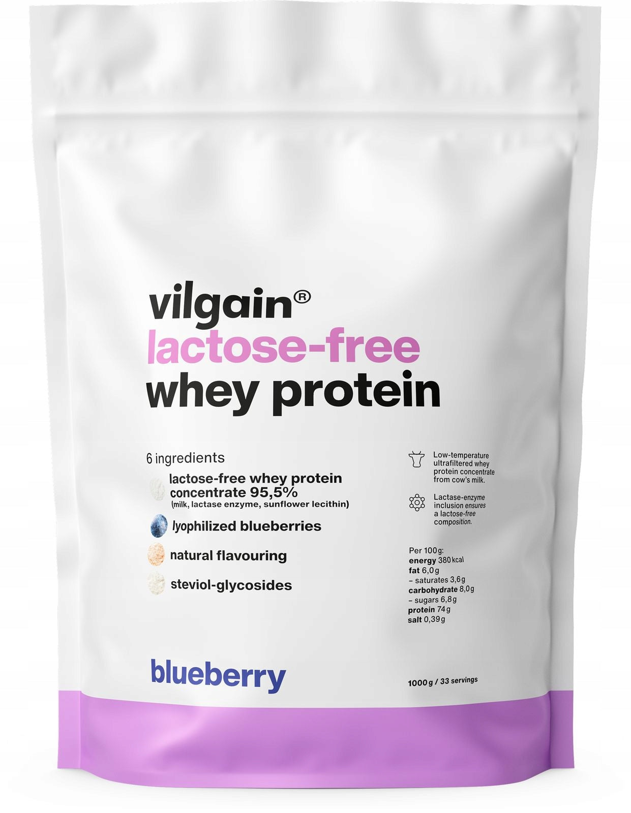 Vilgain Lactose Free Whey Protein borůvka 1 000 g