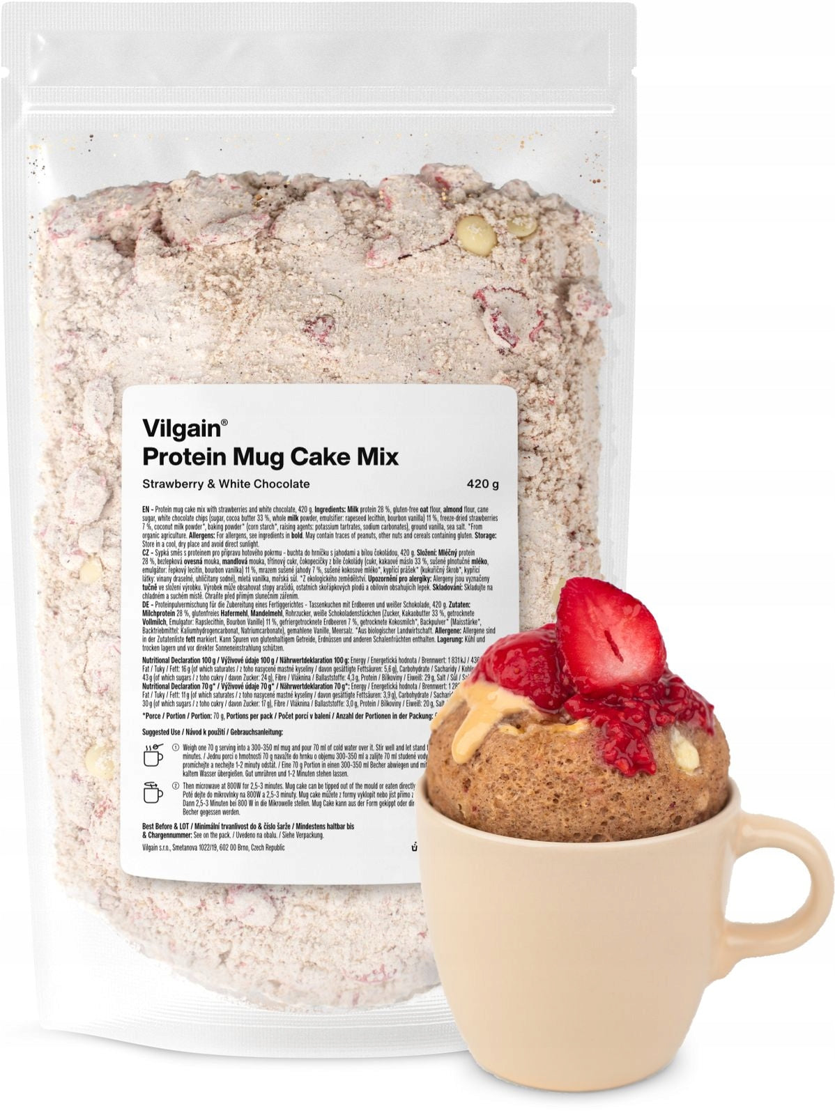 Vilgain Protein Mug Cake Mix čokoláda a lískový oříšek 420 g