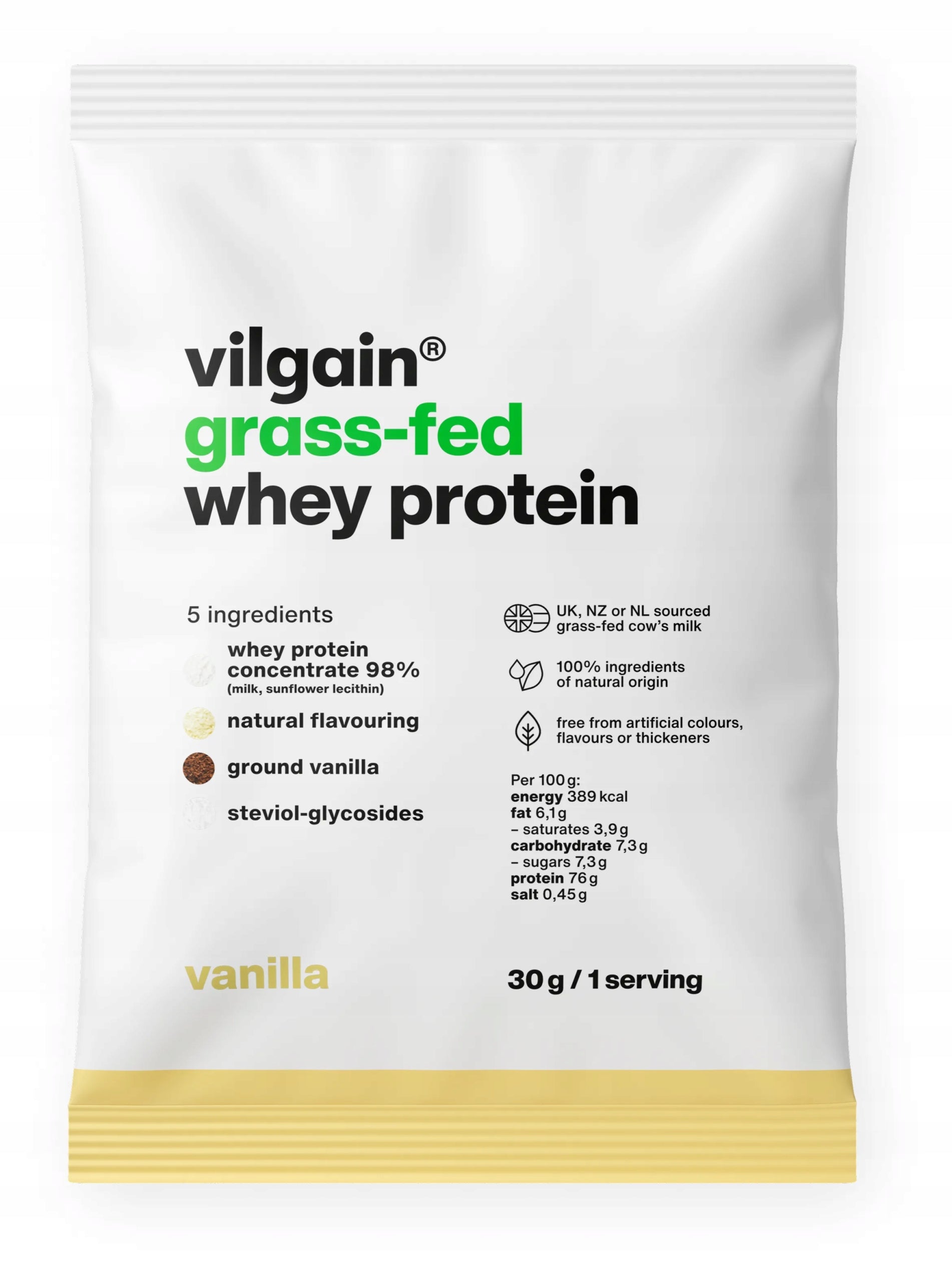 Vilgain Vanilla protein from milk of grass-fed cows 30g