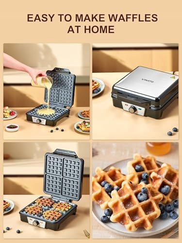 Vinato Belgian waffle iron 4 slices SLS8005-12, 1200W, 5 degrees Brand ABC