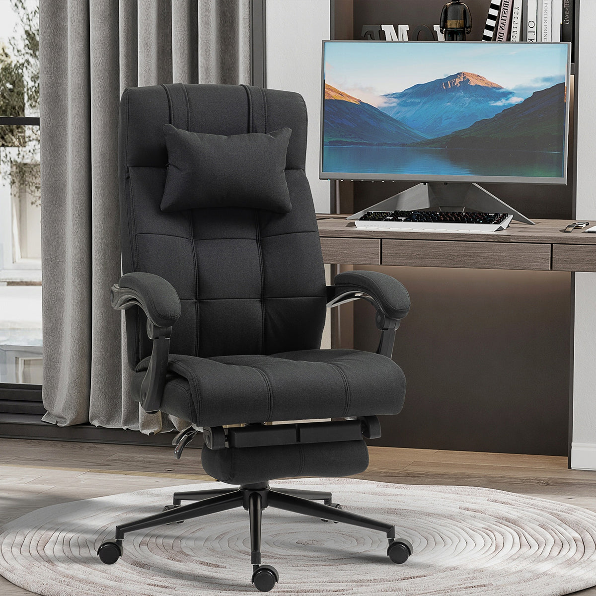 Vinsetto Height Adjustable Office Chair and Footrest, Black Brand Vinsetto