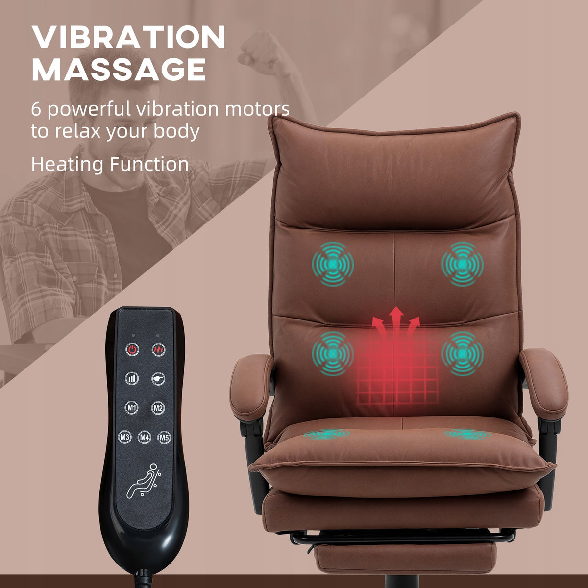 Vinsetto Office chair Vinsetto with massage and heating function Furniture depth 74 cm