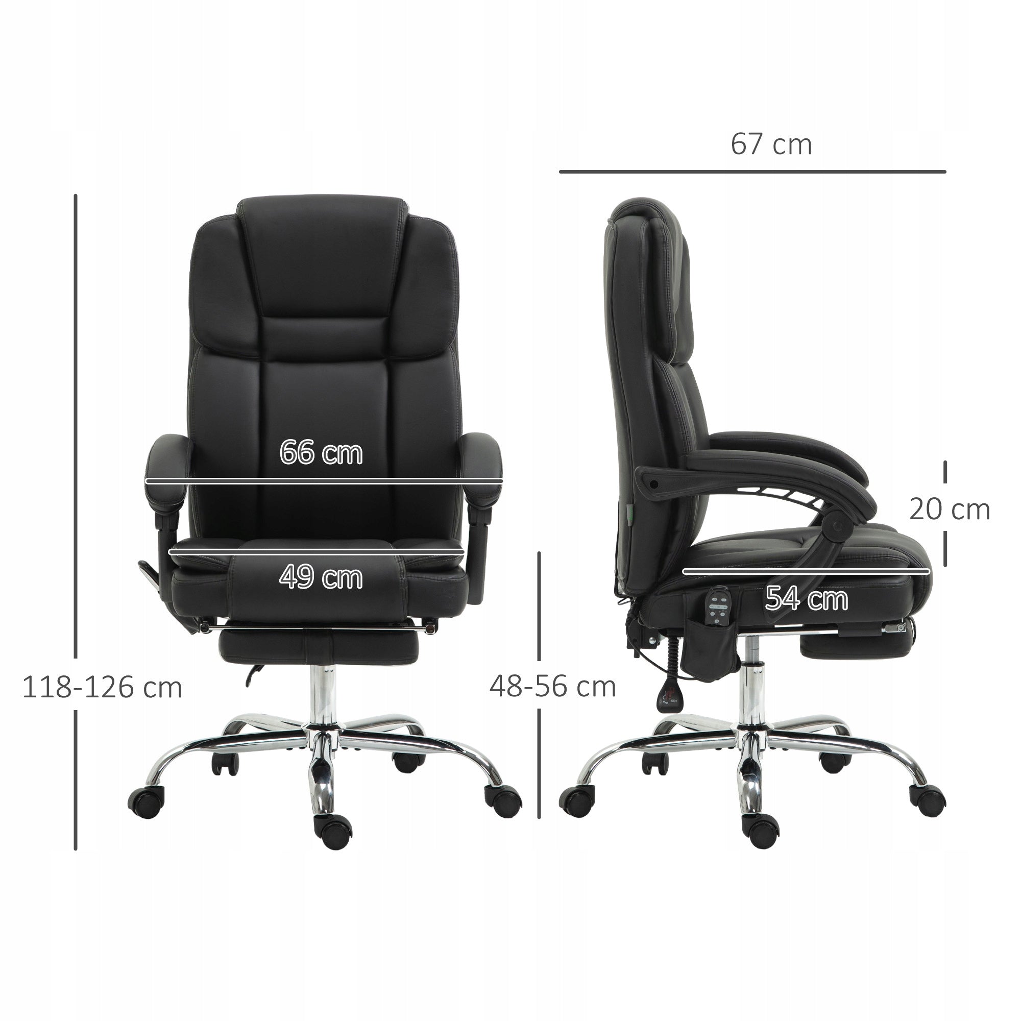 Vinsetto Office chair with massage, heating, reclining function, black Furniture depth 67 cm
