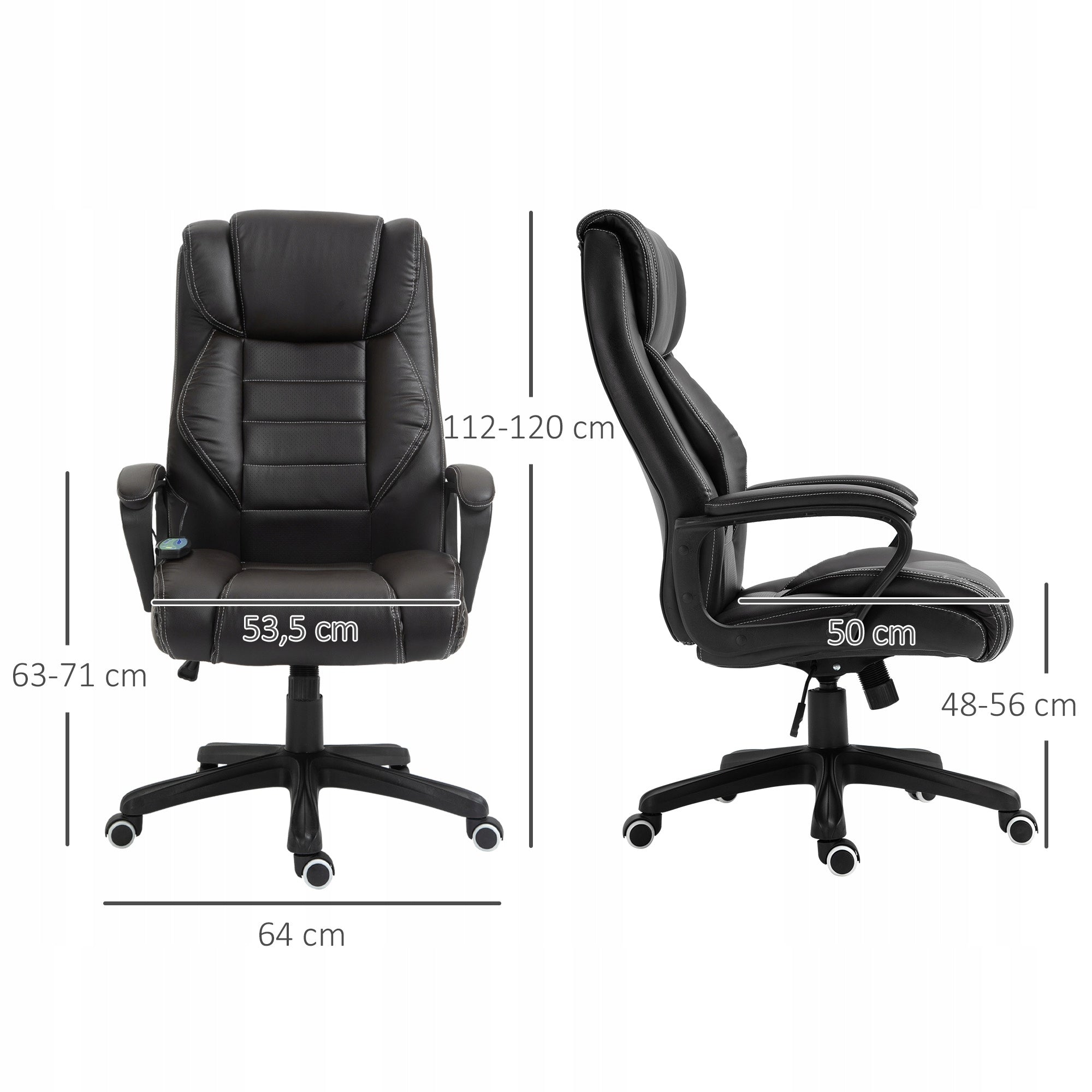 Vinsetto Office chair with massage, height adjustment, 6 vibration points Furniture depth 74 cm