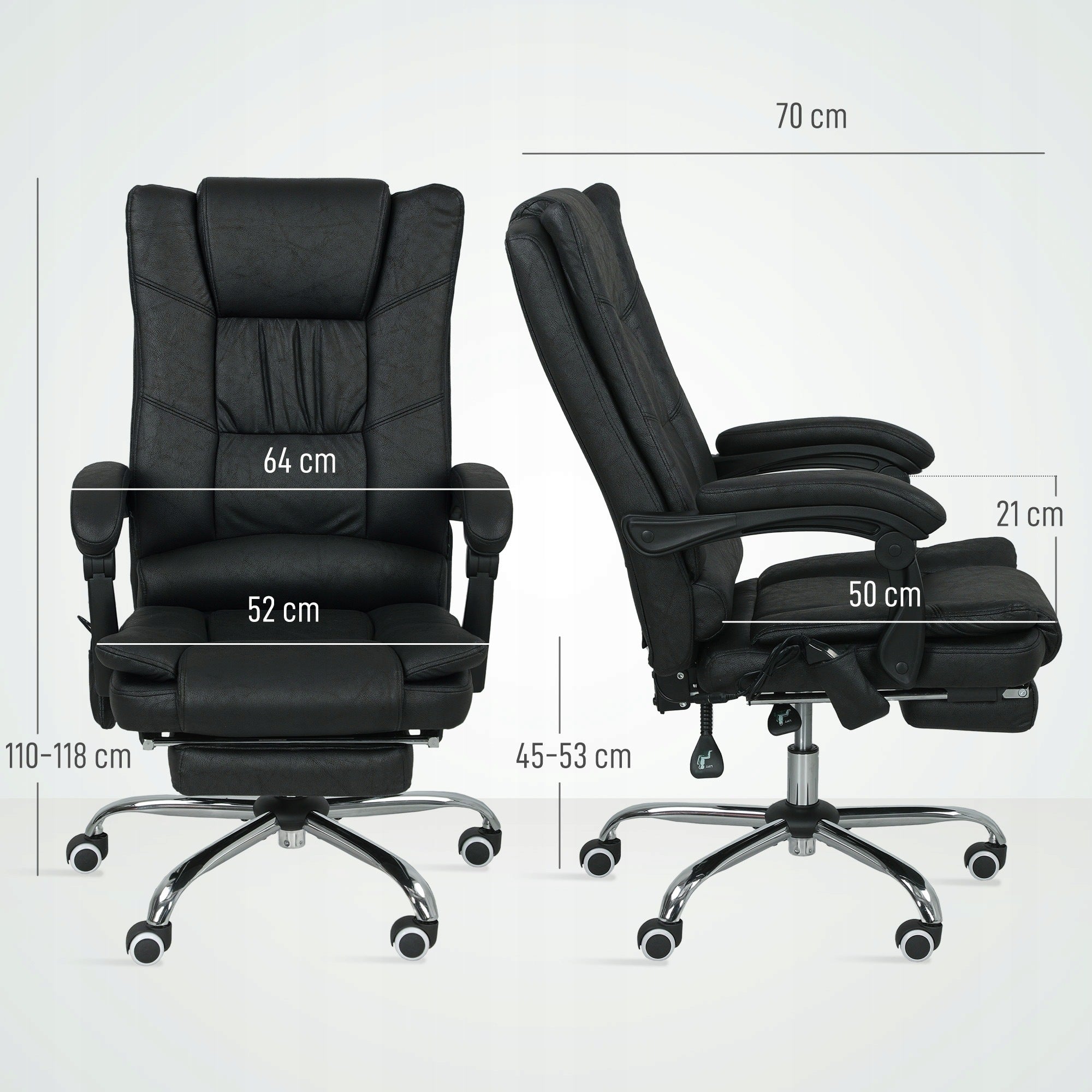 Vinsetto Office chair with vibration massage, heating 64x70x110-118cm Furniture depth 70 cm
