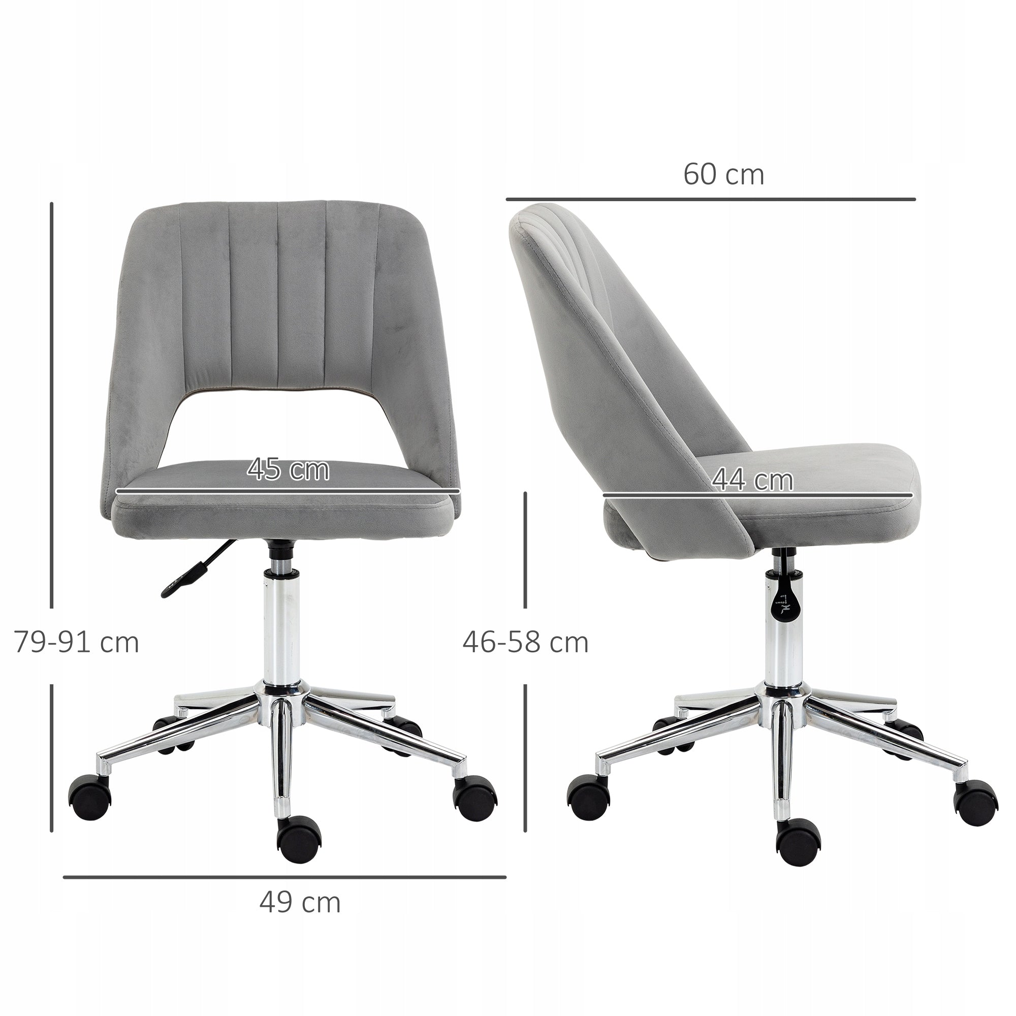 Vinsetto Office chair without armrests, adjustable height 79-91cm, grey Packaging status original