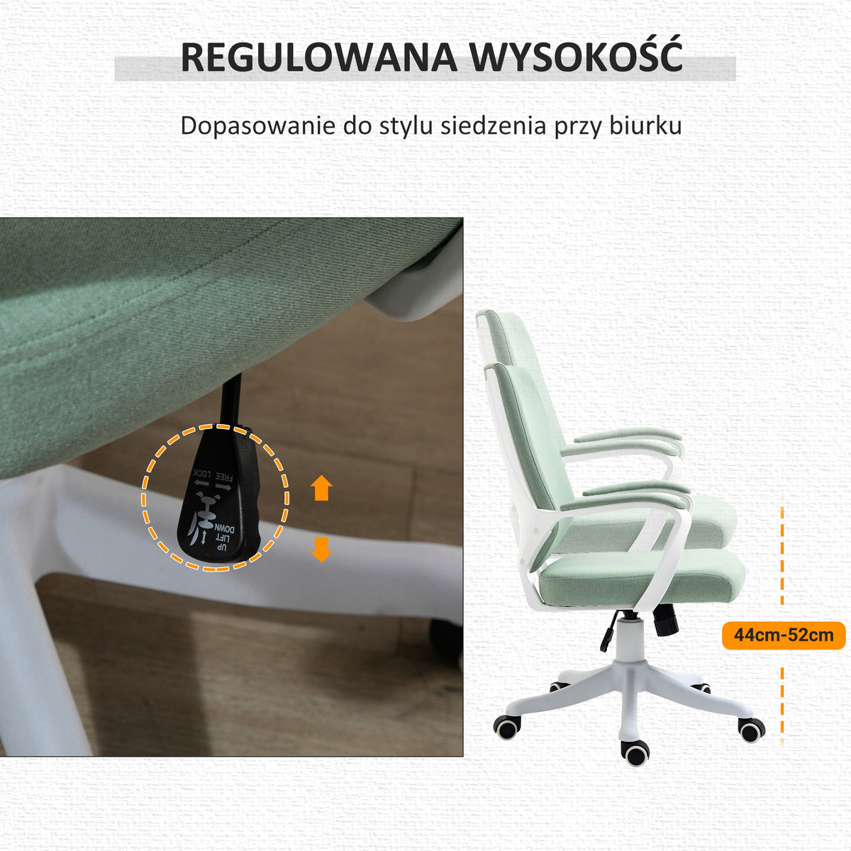 Vinsetto Regular swivel office chair with lumbar support, green Brand Vinsetto