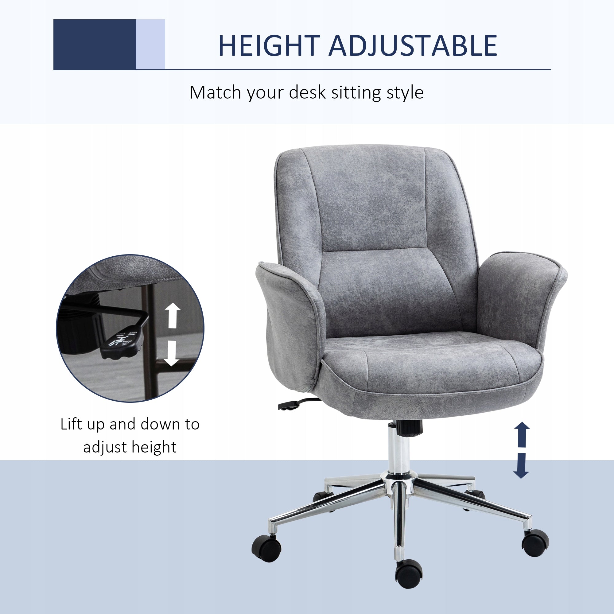Vinsetto Swivel office chair, adjustable, microfiber, light grey Brand Vinsetto
