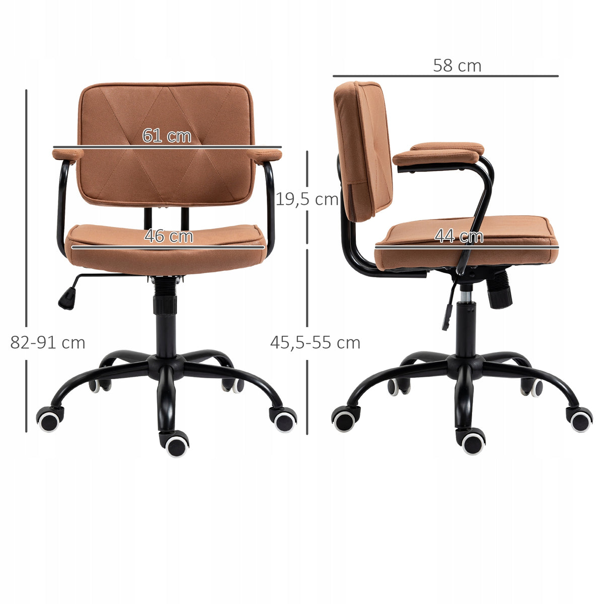 Vintage office chair, height adjustable, 61 × 58 × 91 cm Manufacturer code 921-595BN