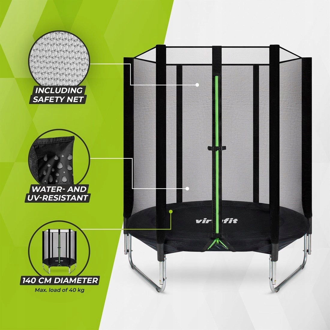 Virtufit Trampoline for children with safety net 140 cm Manufacturer code 8719325758368