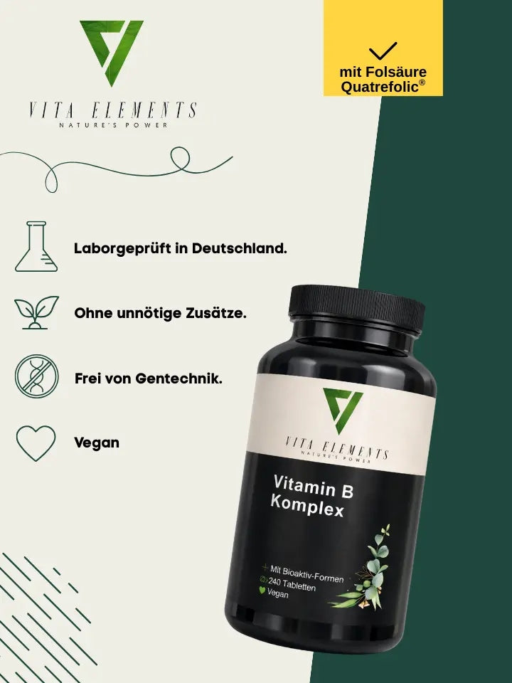 Vita Elements Vitamin B Complex Non-GMO Tablets Tested 240 Pcs Packaging status original