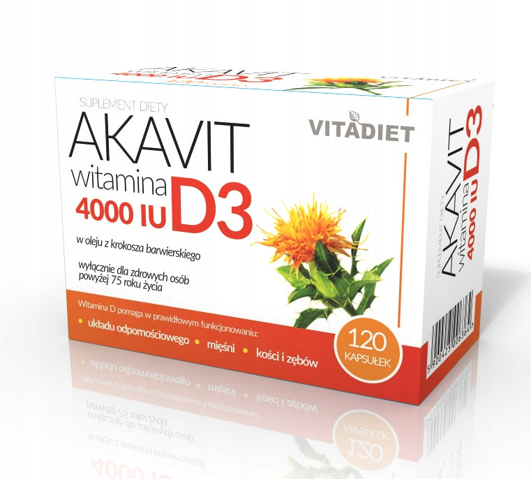 Vitadiet Akavit vitamin D3 4000 IU safflower oil 120 kaps. Medical device no