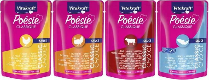 Vitakraft Poesie Classique sachets mix of flavors in sauce set of 12x85g Manufacturer code 9804