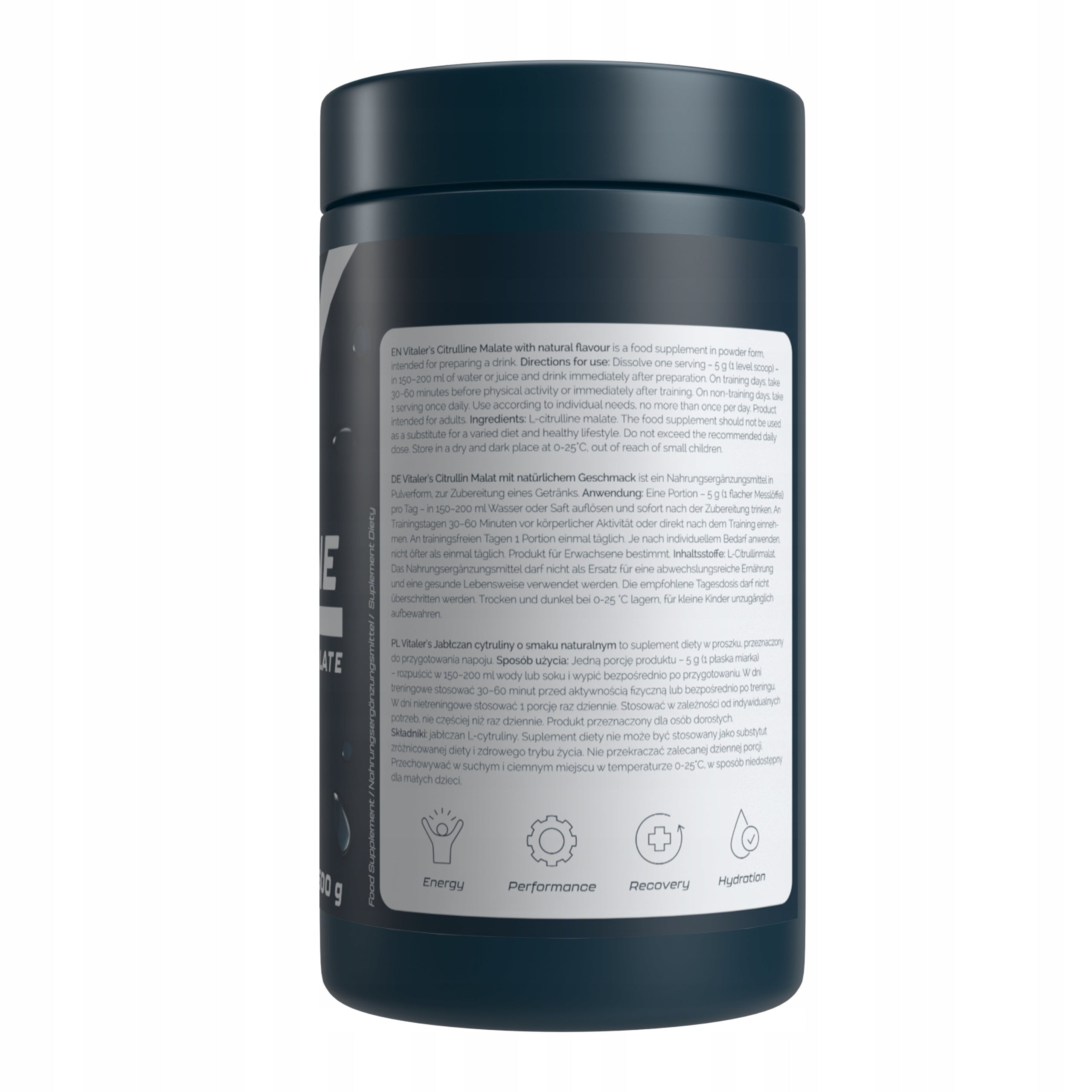 Vitaler's Citrulline Malate L-citrulline Powder Pre-Workout 500 g Packaging status original
