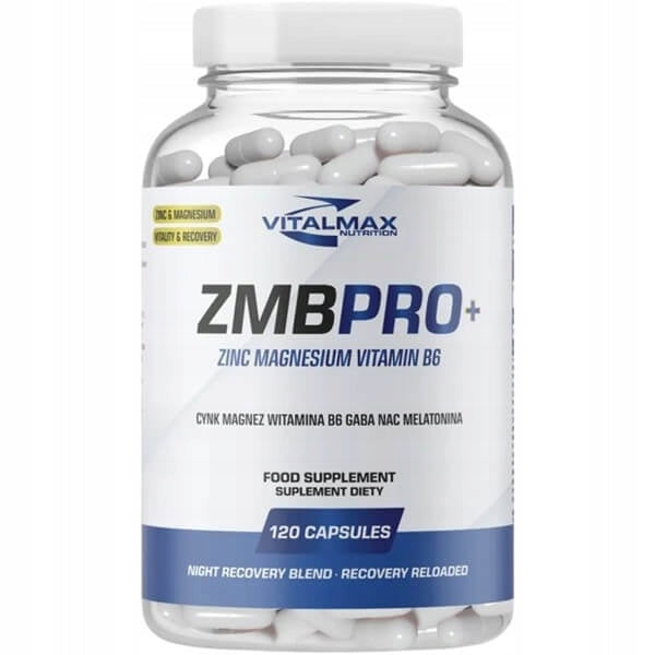 Vitalmax ZMB PRO+ 120 kaps ZMA - formula Magnesium Zinc B6 Melatonin GABA