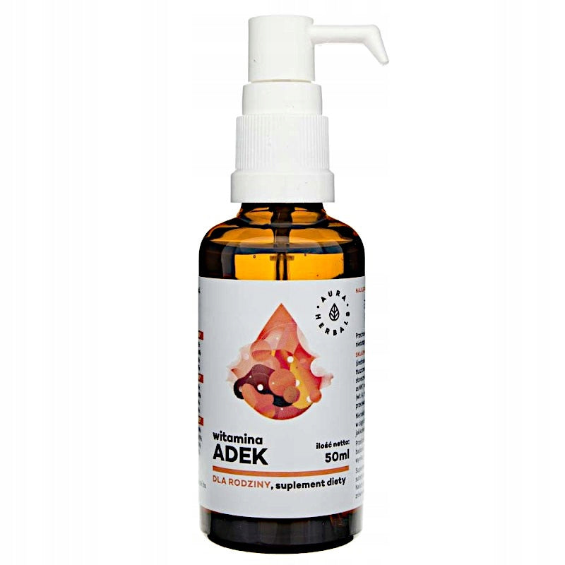 Vitamin ADEK A D3 E K2 MK7 Oil MCT Aura Herbals Drops 50ml Manufacturer code 5902479612805