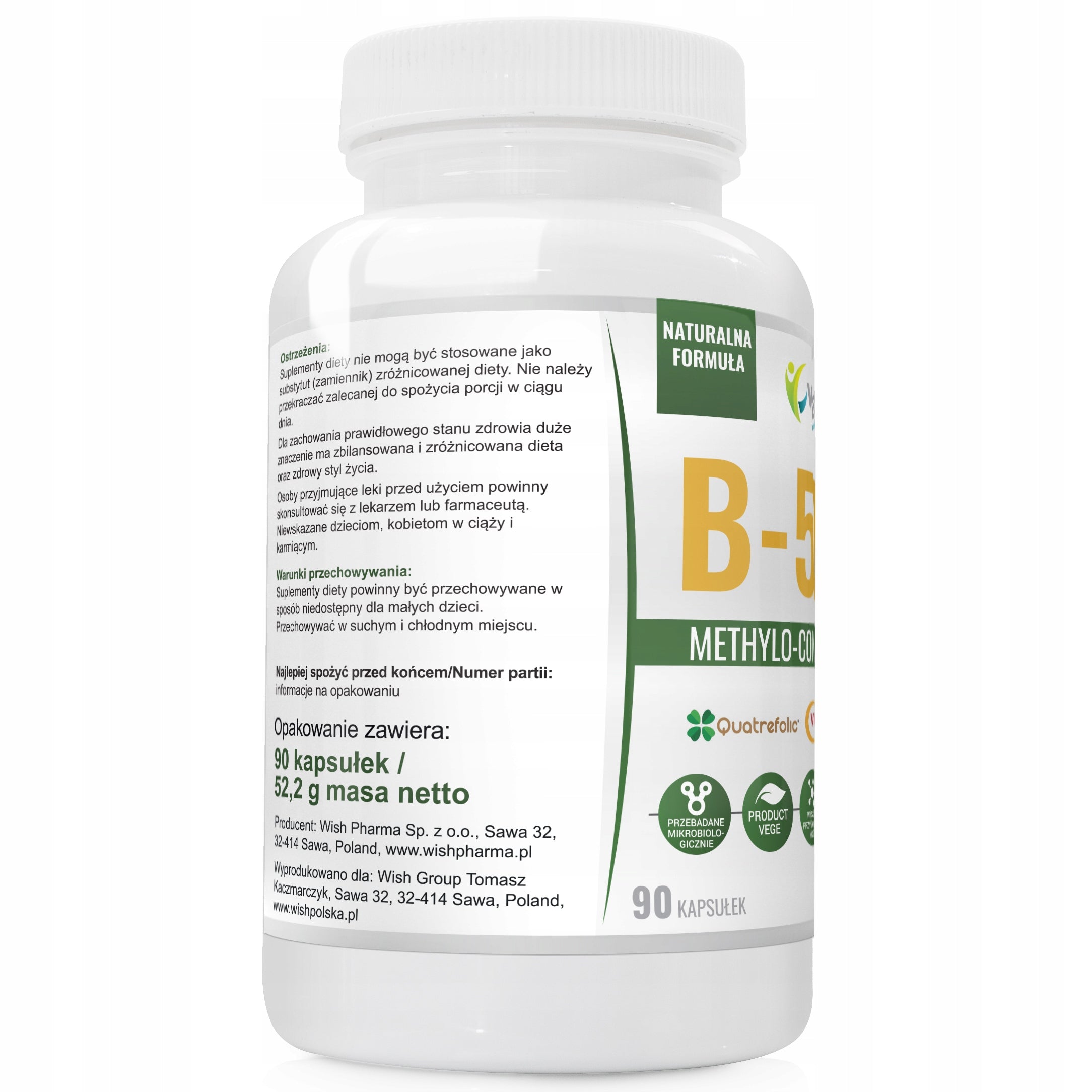 Vitamin B-50 COMPLEX PROPER DEVELOPMENT IMMUNITY B50 methylated 90 kaps Brand Wish Pharmaceutical