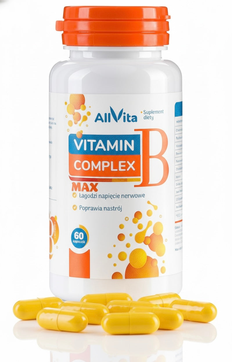 Vitamin B Complex MAX methylated B12 ALLVITA Dietary supplement 60 capsules Manufacturer code Witamina B complex kompleks 60 k Allvita