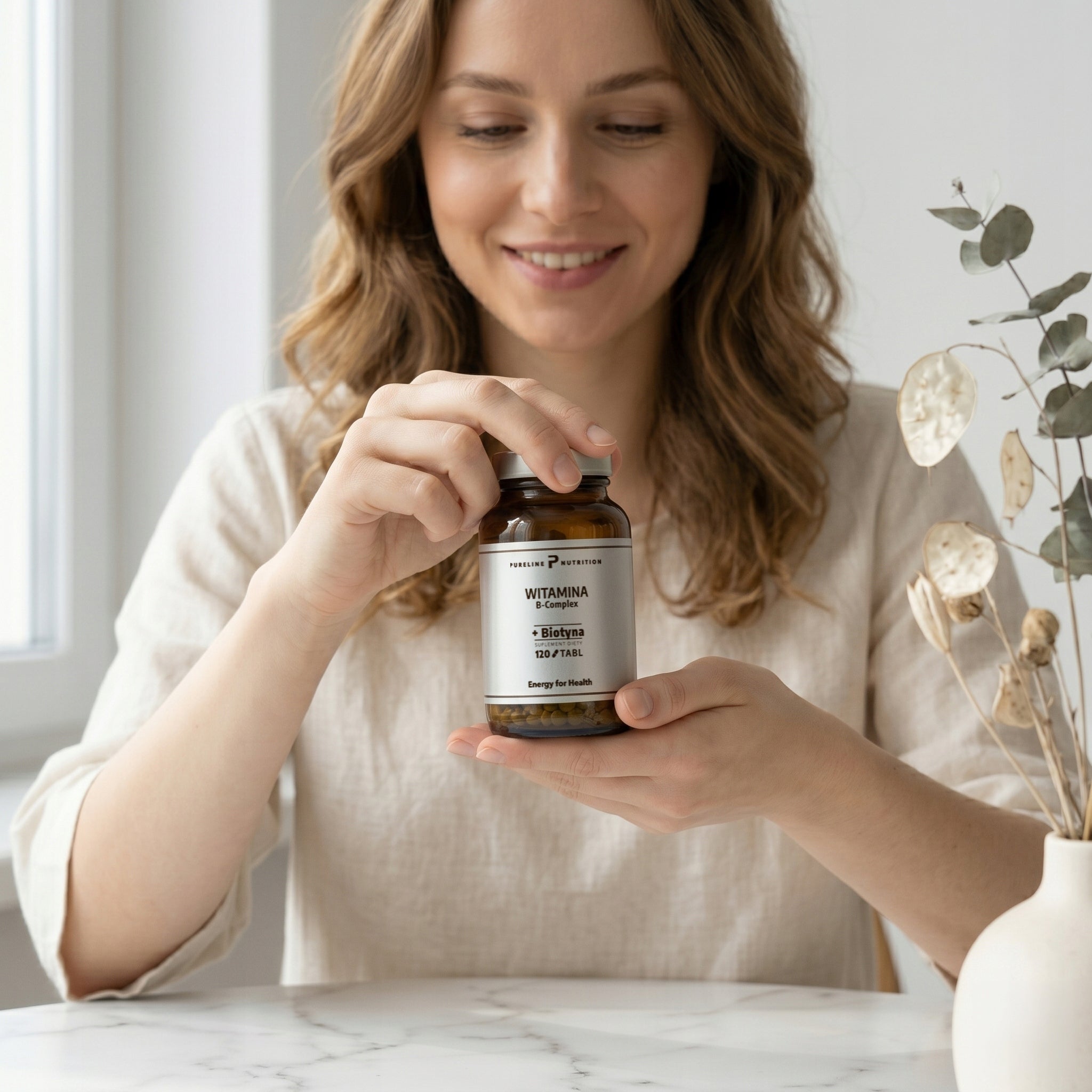 Vitamin B complex B1 B2 B3 B5 B6 B12 Fatigue Stress Skin Hair Brand Pure Line Nutrition