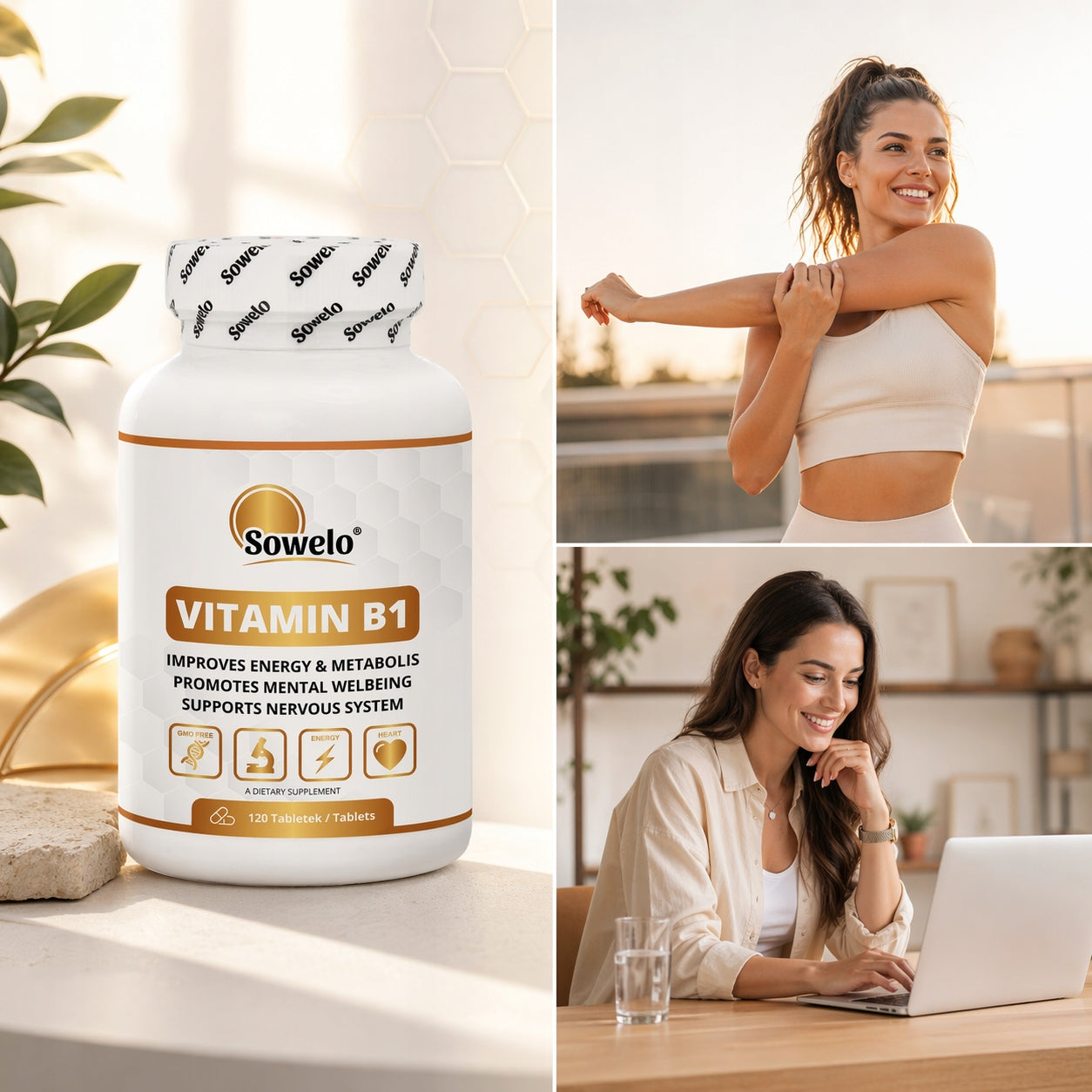 Vitamin B1 100 mg (Thiamin) 120 Tablets – Energy, Nerves – Sowelo Manufacturer code SVB1_01