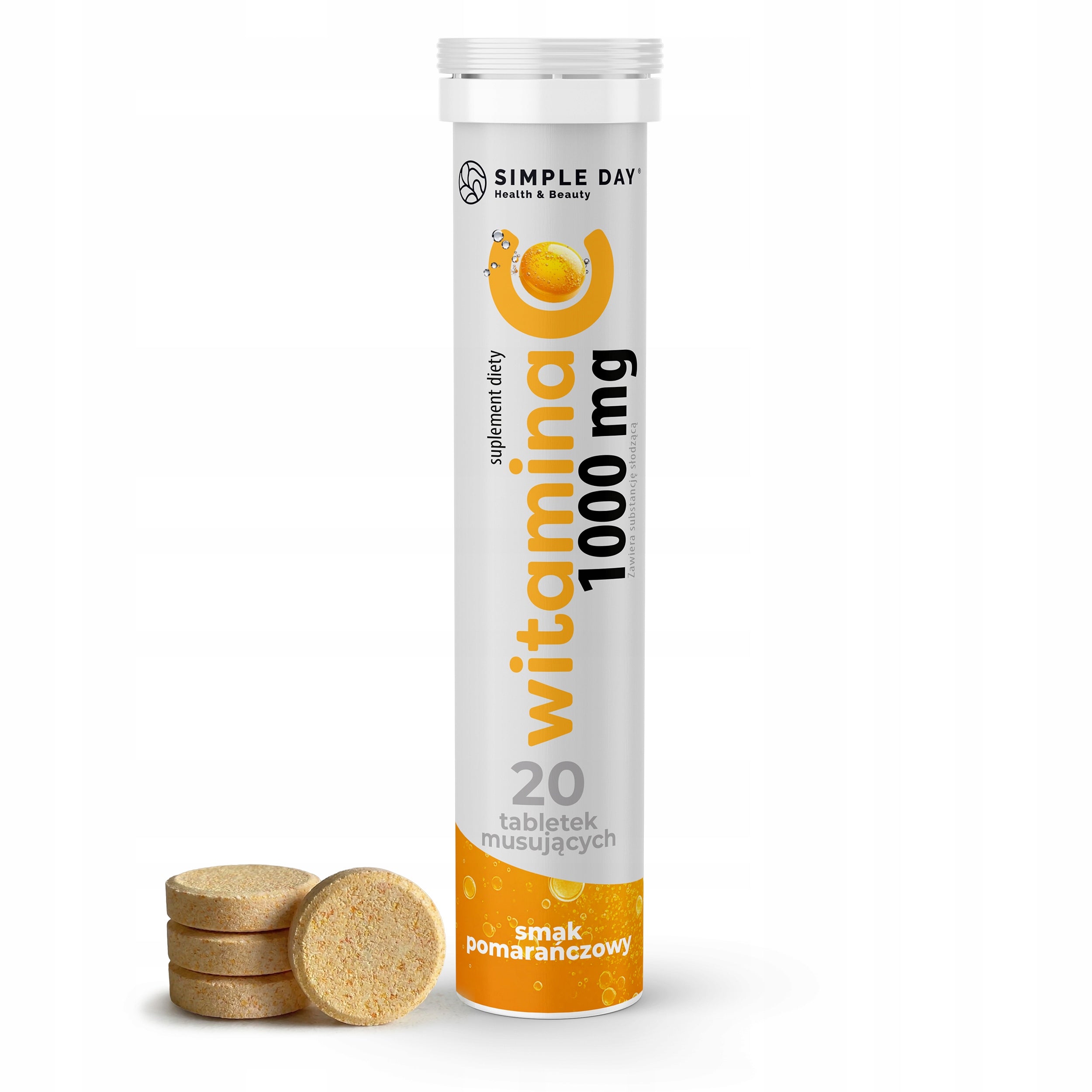 Vitamin C 1000mg 20 Effervescent Drinking TABLETS for Resistance Orange