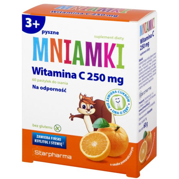 Vitamin C 250 mg lozenges orange Mniamki 60 pcs. Manufacturer code mni-wit-c-250mg