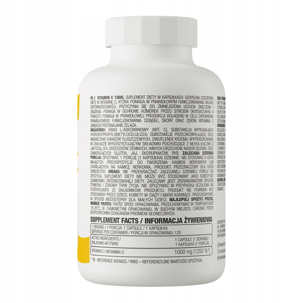 Vitamin C OstroVit 1000 mg 120 kaps L-ASCORBIC ACID Vitamin C 1250% RWS Manufacturer code 5903246229806