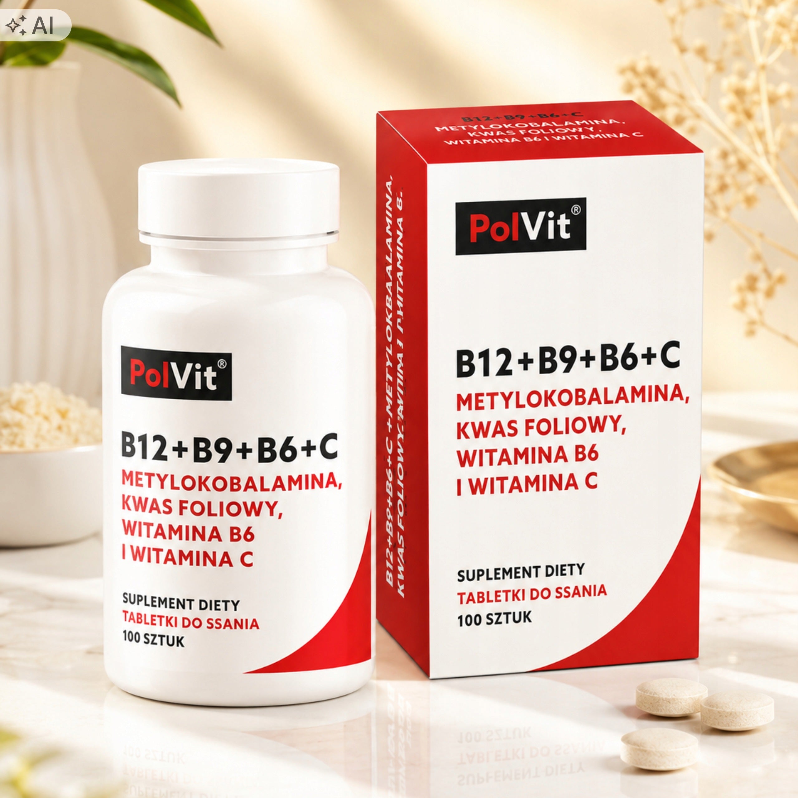 Vitamin C Vitamin B12 Folic acid Methylcobalamin B12 Tablets PolVit Manufacturer code 5904619742687