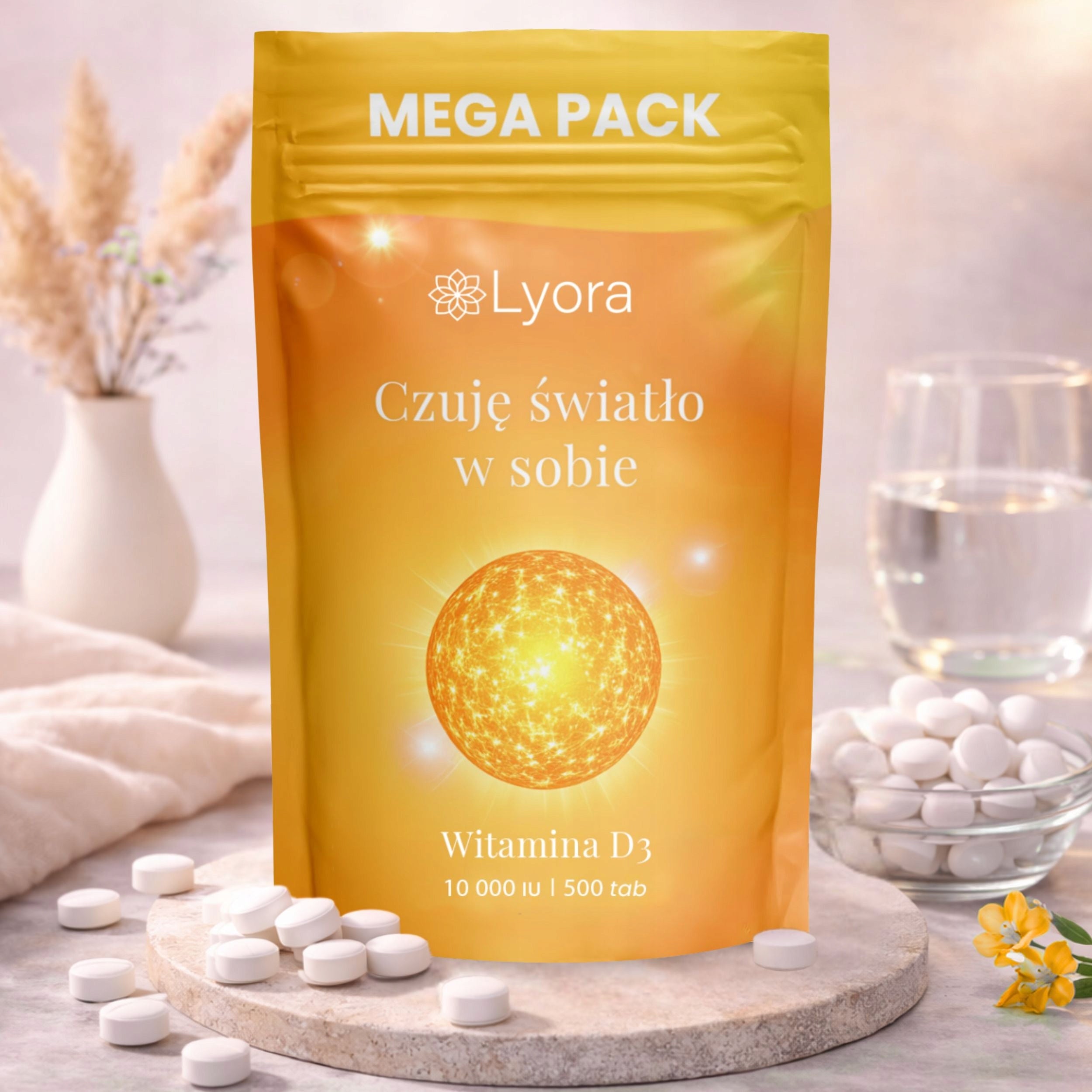 Vitamin D3 10000 IU 500 tablets Mega Pack Strong Teeth and Bones Lyora Flavor flavorless