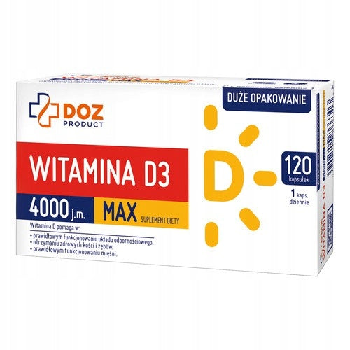 Vitamin D3 4000 IU MAX, DOZ Product, capsules, 120 pcs. - for 75+ people