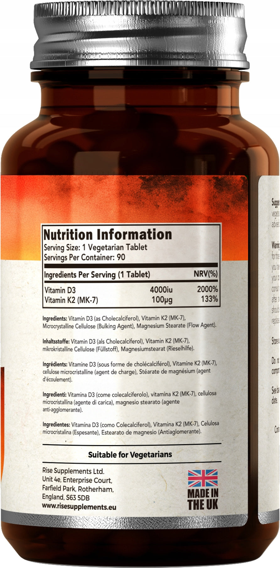 Vitamin D3 4000IU + K2 (MK-7) 100µg 120 Tablets Medical device no