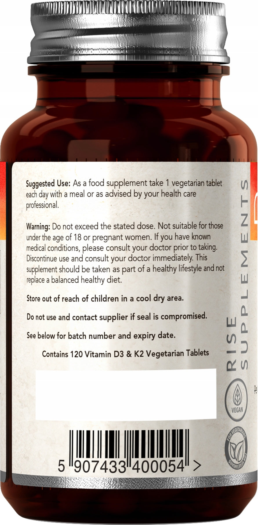 Vitamin D3 4000IU + K2 (MK-7) 100µg 120 Tablets Packaging status original