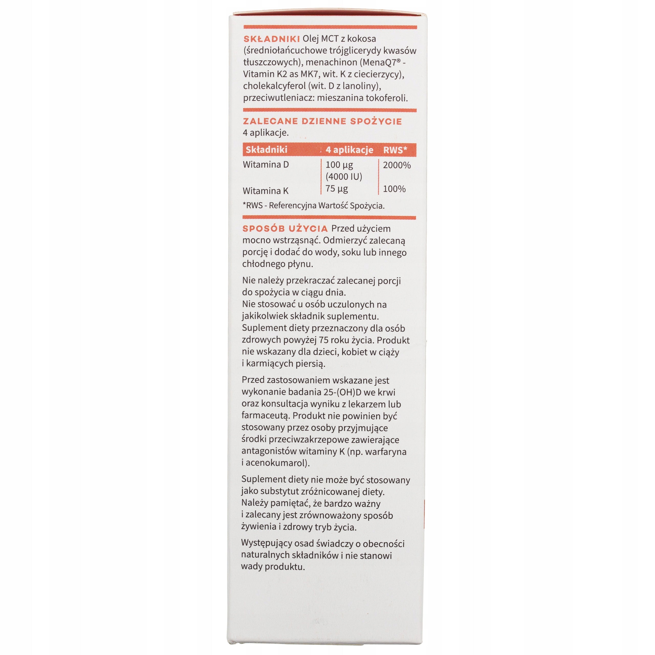 Vitamin D3 4000IU K2 MK7 Forte Aura Drops Immunity Healthy Teeth 50 ml Expiration date at least 1 year from the date of purchase