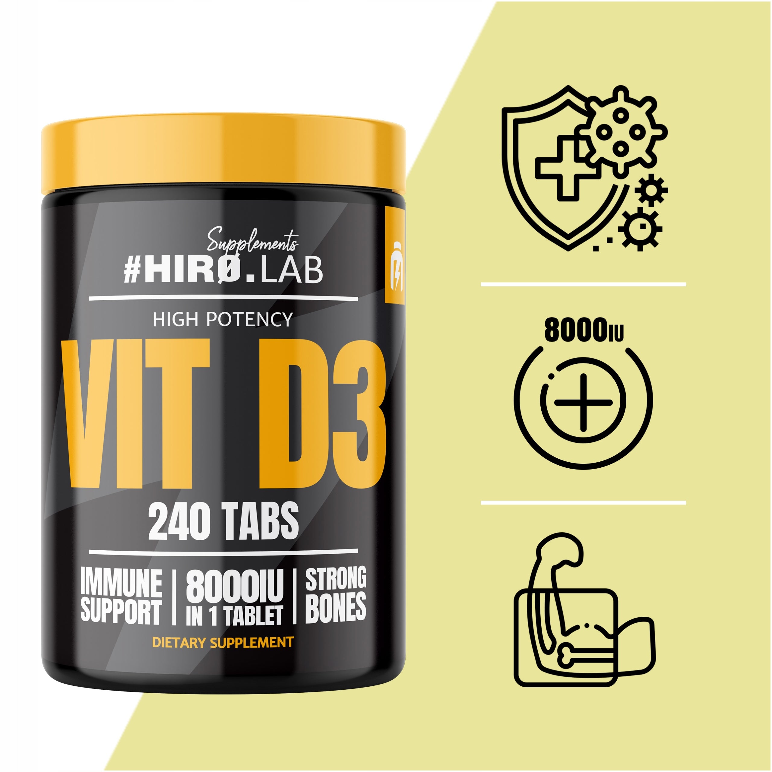 Vitamin D3 8000IU Hiro Lab 240 tabl. dietary supplement Manufacturer code 1000029840