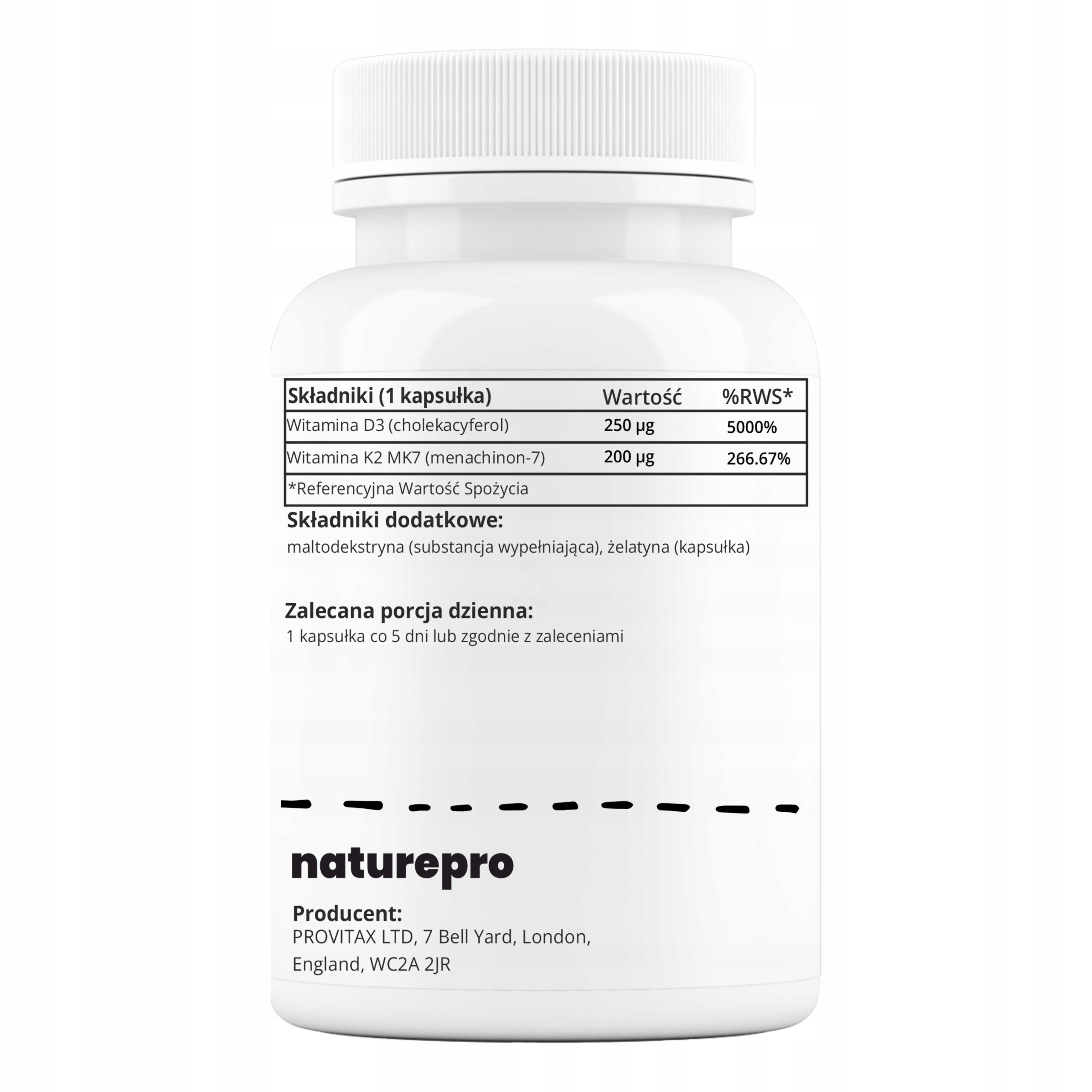 Vitamin D3 + K2 10000 IU 200 mcg 180 capsules NaturePRO Name other