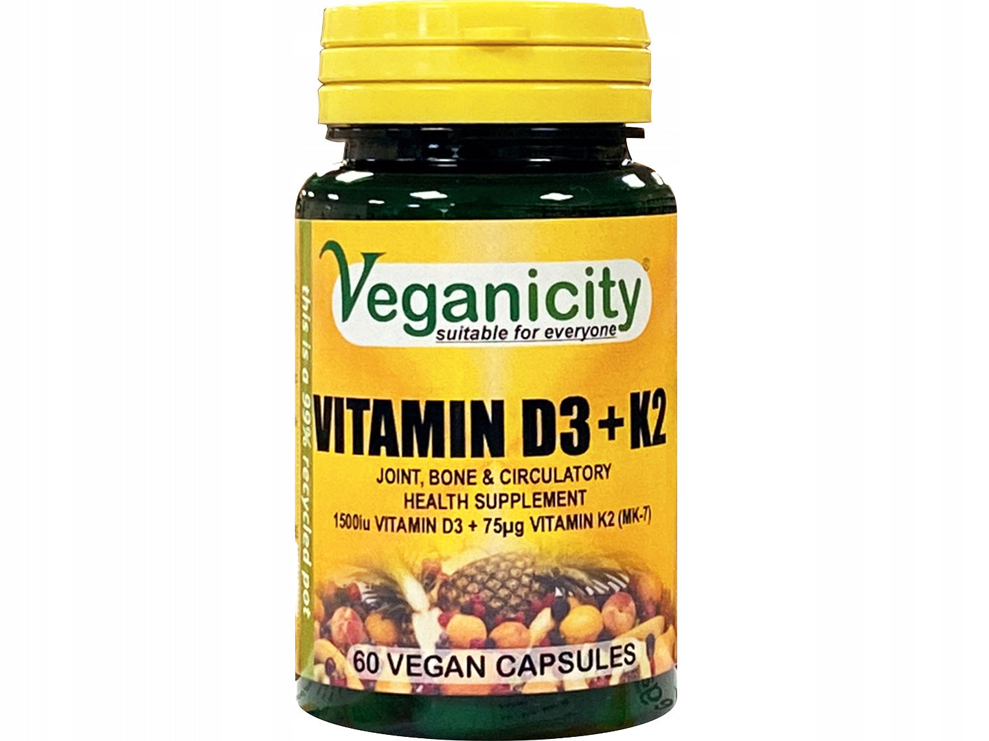 Vitamin D3 + K2 60 kaps Veganicity Joints Teeth Bone Vegetable