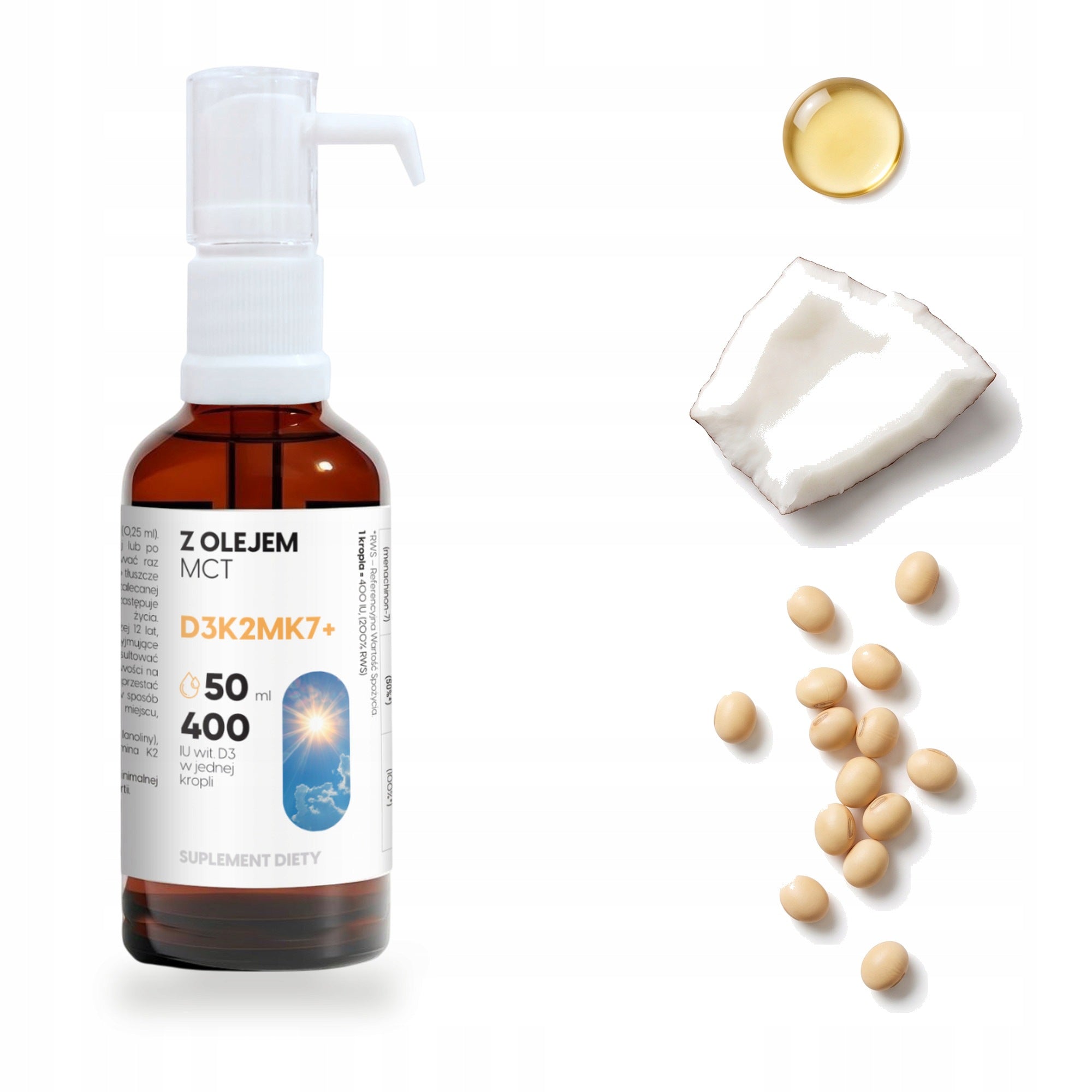 Vitamin D3+K2 Drops 50ml for Immunity, Bones, Teeth, MCT Oil Viloway