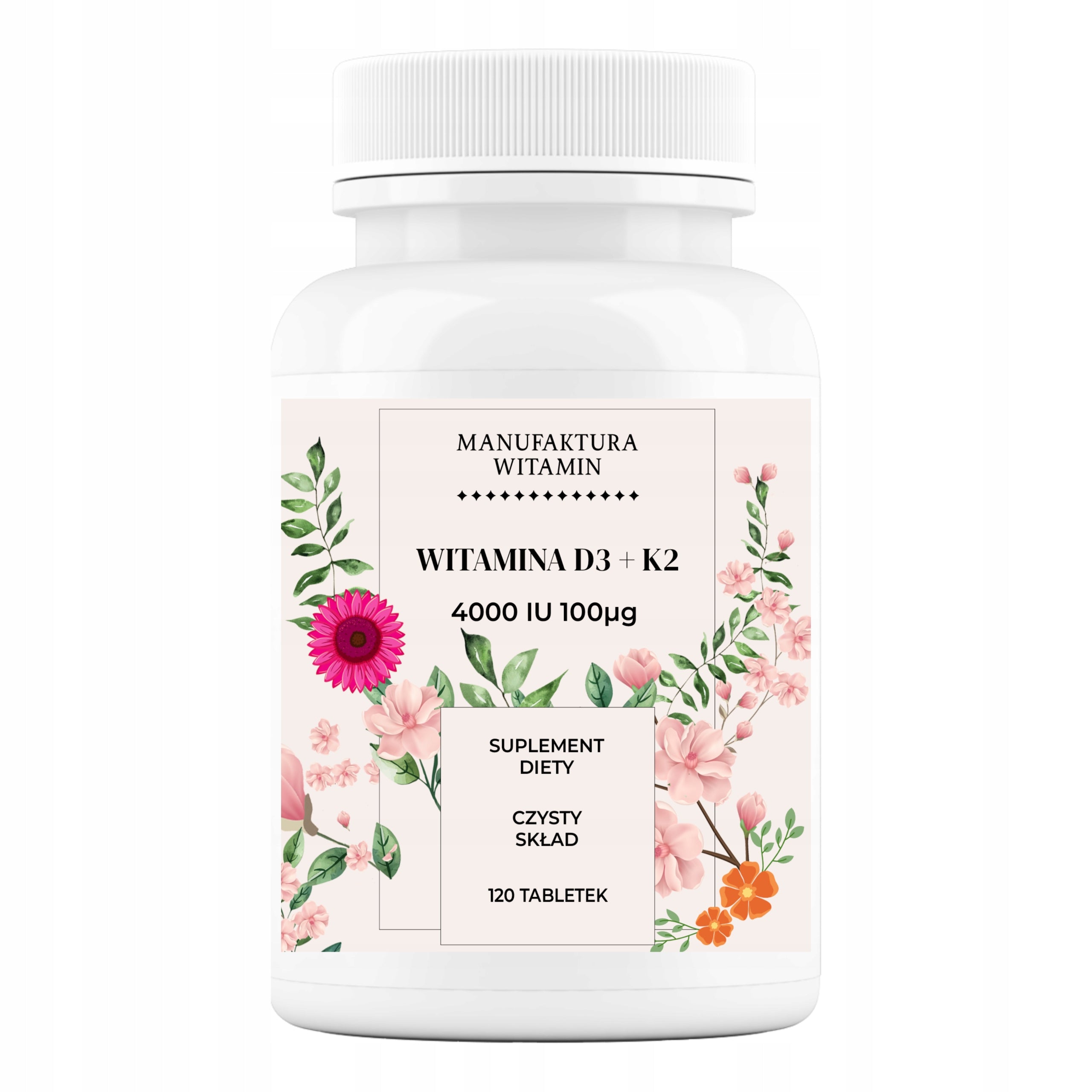 Vitamin D3 + K2 MK-7 4000 IU 100 µg 120 tablets Manufaktura Witamin