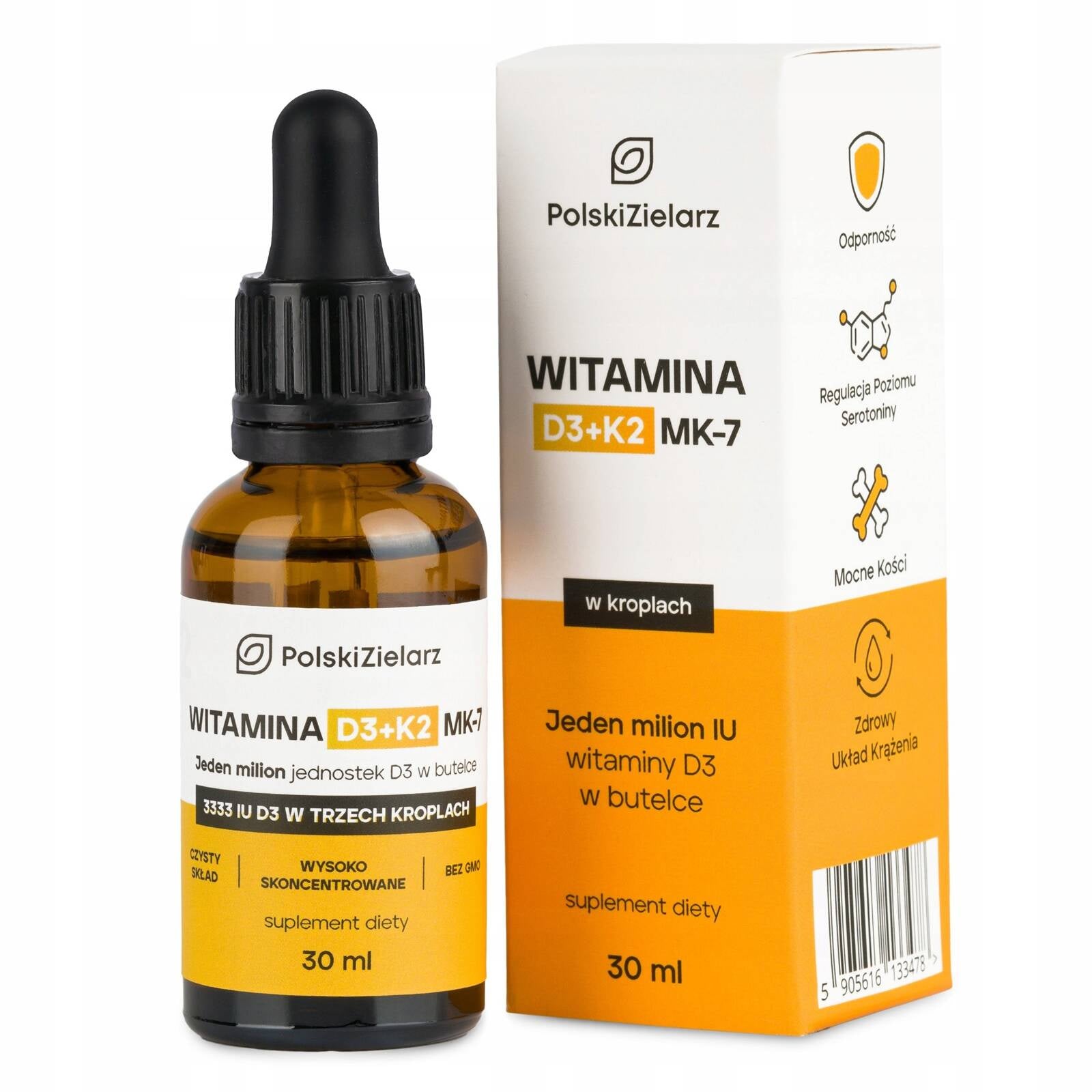 Vitamin D3 + K2 MK-7 in drops 30ml from NATTO - Polish Herbarium