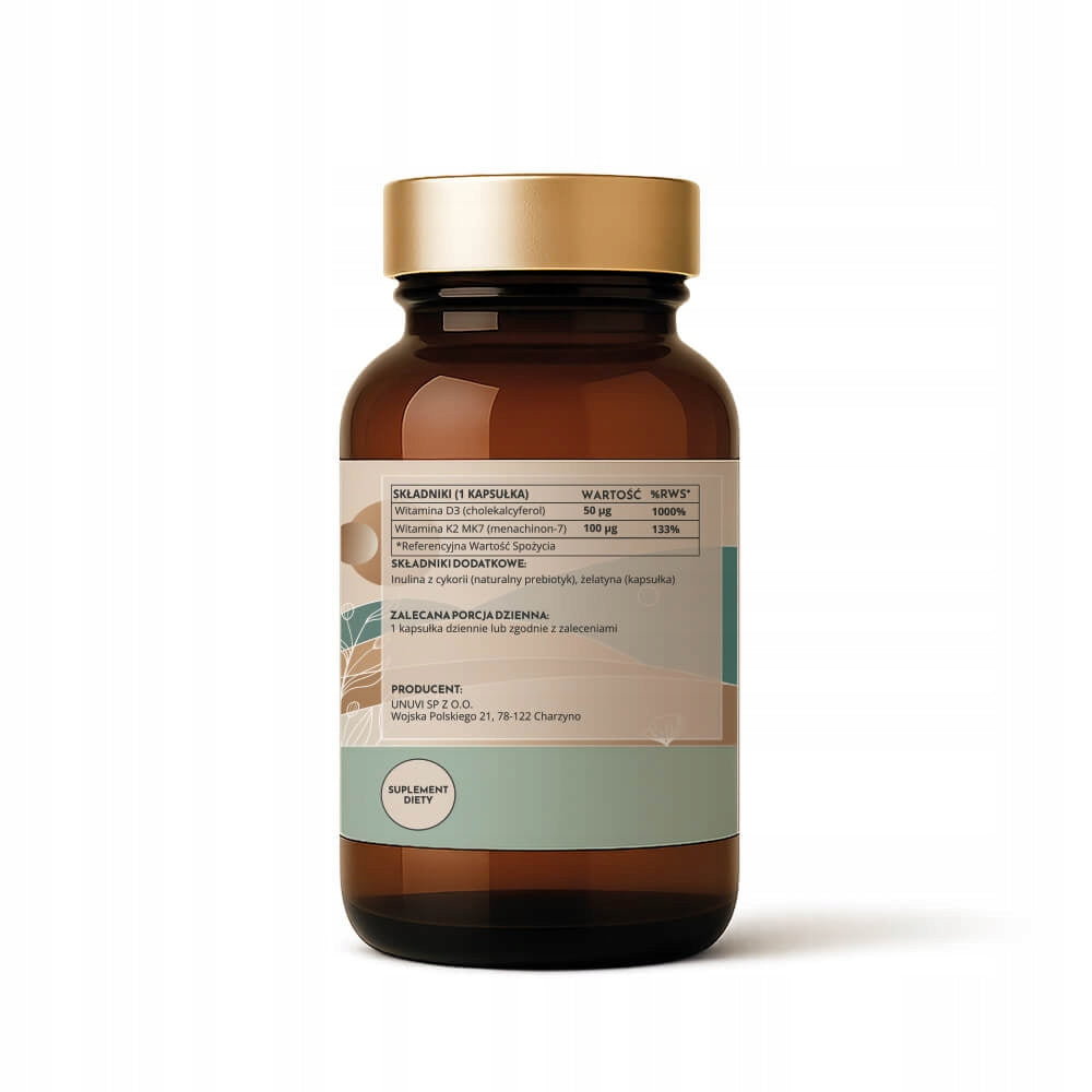 Vitamin D3+K2 MK7 2000 IU 100 mcg 120 kaps NATURAL BONE IMMUNITY UNUVI Expiration date at least 1 year from the date of purchase
