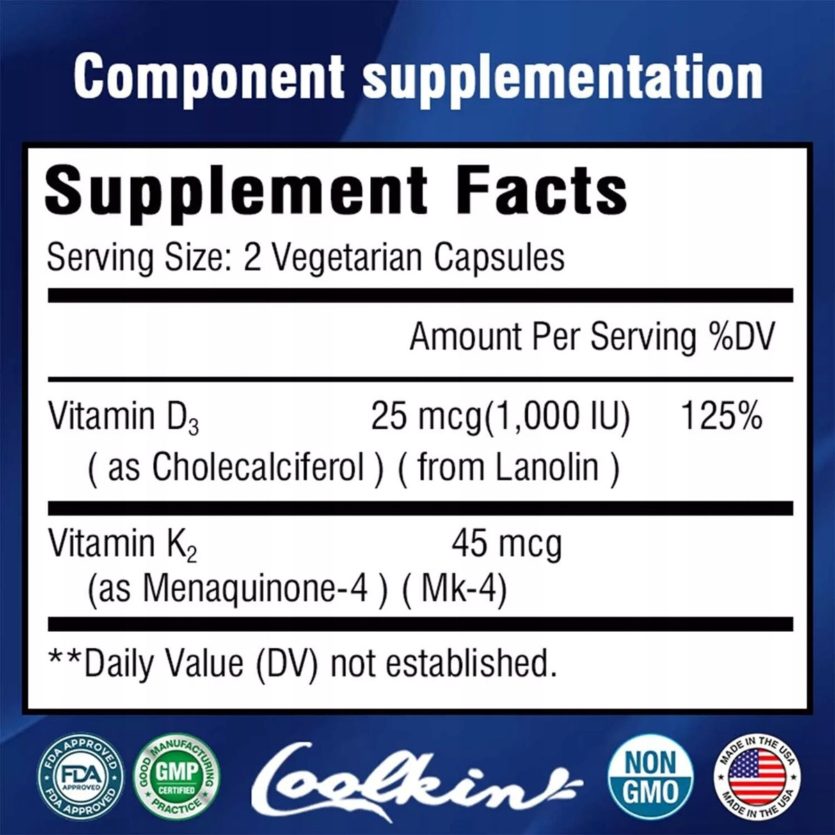 Vitamin D3 + K2 capsules - support calcium absorption,... Manufacturer code Coolkin