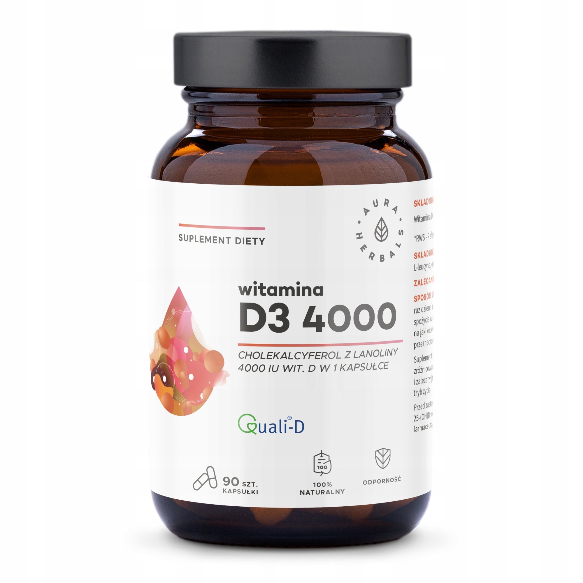Vitamin D3 for immunity 4000 IU 90 kaps Aura Herbals daily support