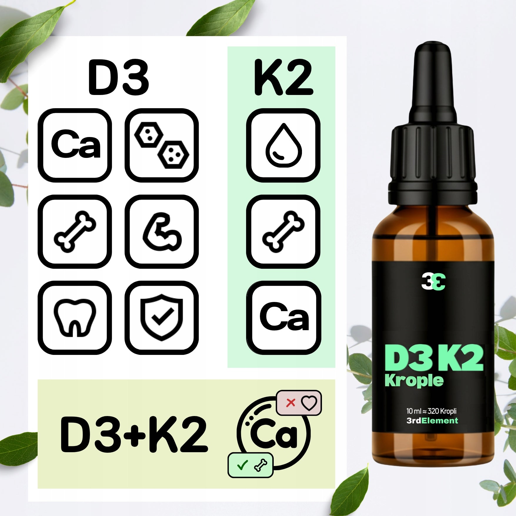 Vitamin D3K2 MK-7 - drops 10 ml - 2000 IU - MCT oilhigh bioavailability Brand no brand