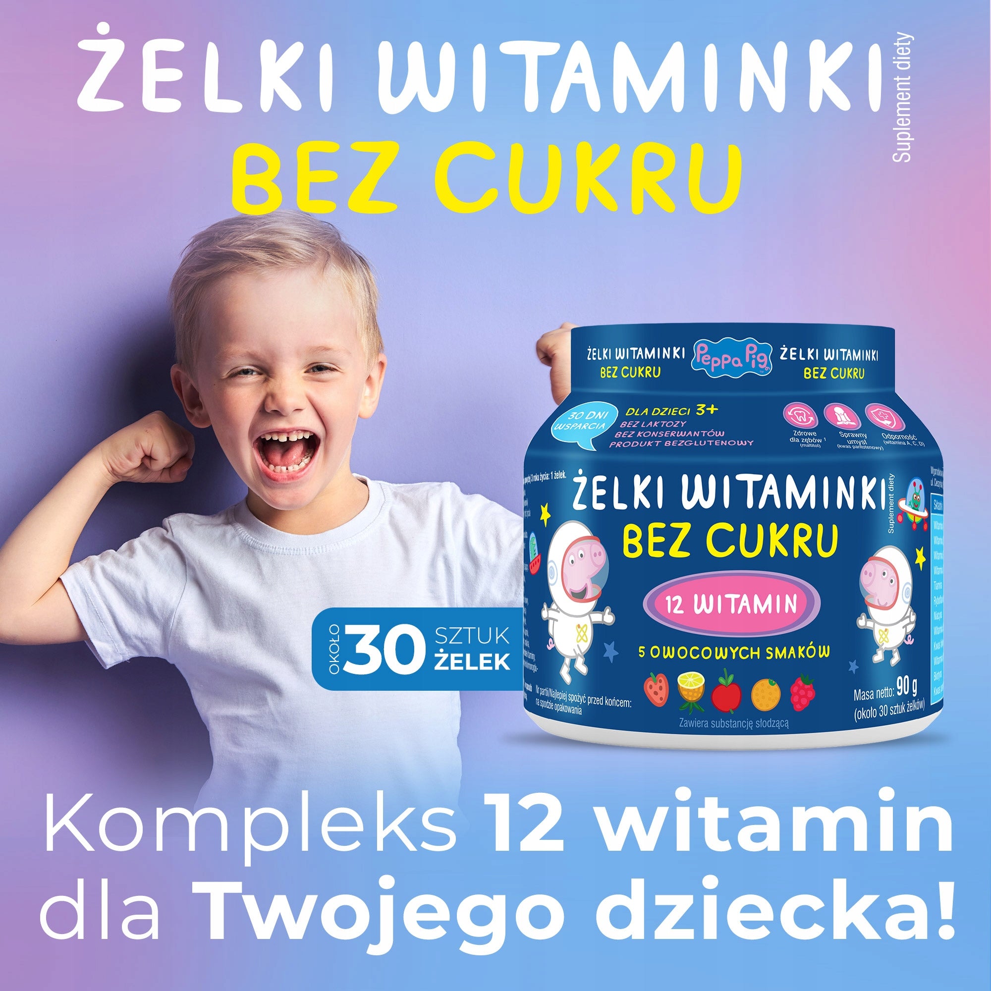 Vitamin Gummies in Gummies for Children Without Peppa Sugar For Resistance 60 Pieces EAN (GTIN) 5906058146408